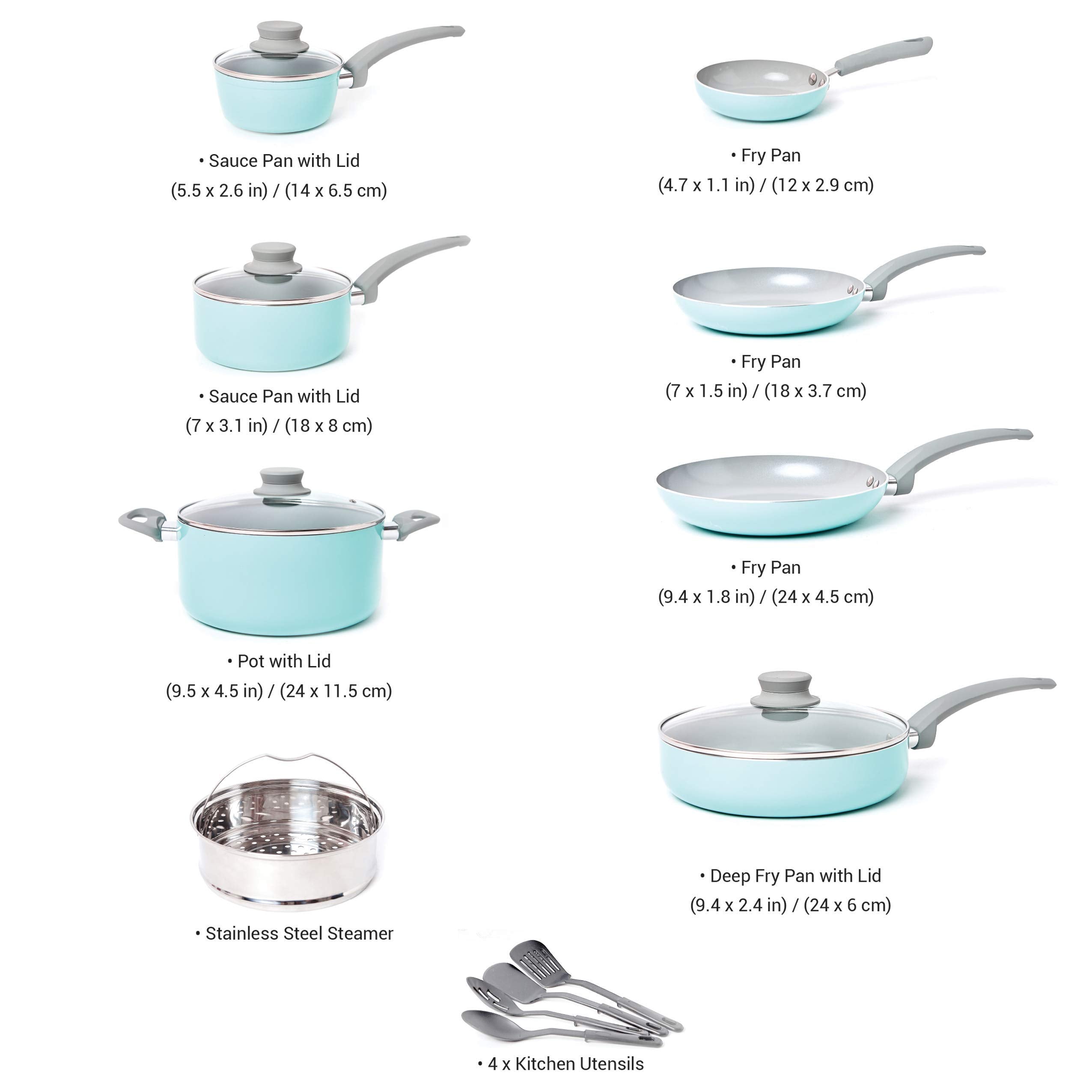 Mueller Pots and Pans Set 17-Piece, Ultra-Clad Pro Stainless Steel Cookware Set, Ergonomic EverCool Handle, Induction Cookware, Includes Saucepans, Skillets, Dutch Oven, Stockpot, Steamer For Cooking