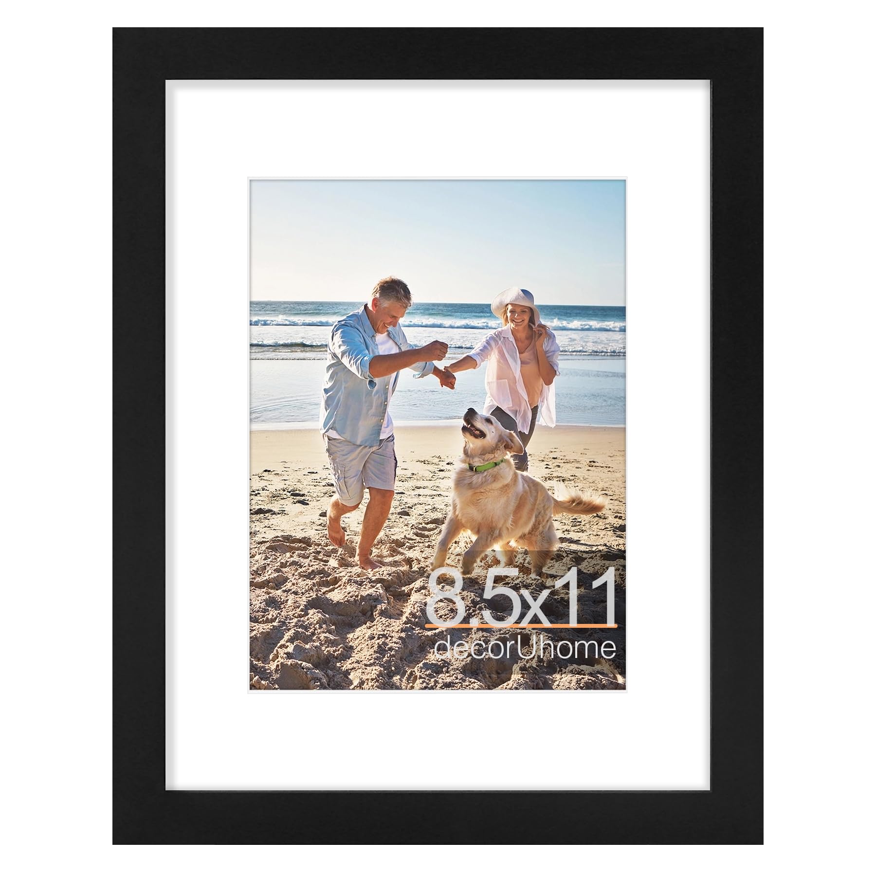 decorUhome 8x10 Picture Frame, Display Pictures 5x7 with Mat or 8x10 without Mat, Wall & Tabletop Display Photo Frame, Black, 1 Pack