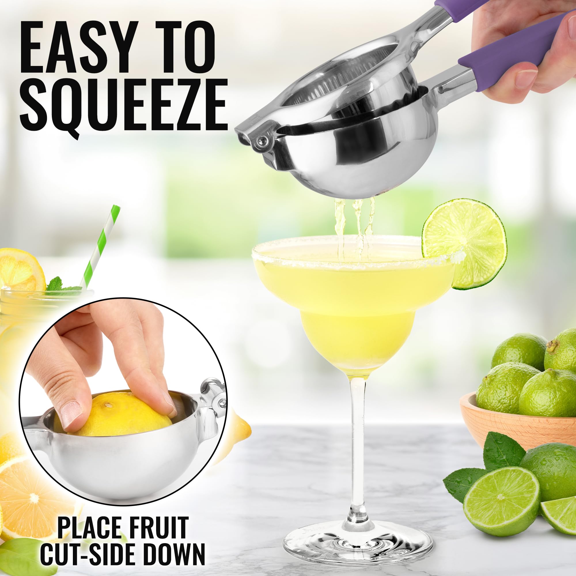 Lemon Squeezer Stainless Steel with Premium Quality Heavy Duty Solid Metal Squeezer Bowl - Large Manual Citrus Press Juicer and Lime Squeezer Stainless Steel - by Zulay Kitchen