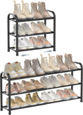 ENJOYBASICS Expandable Shoe Rack, 3 Tier Adjustable Shoe Organizer Shelf for Closet, Black Metal Free Standing Shoe Rack Storage for Small Space, Entryway | Adjustable, for Closet, Shoe Rack Storage, for Small Space, Entryway