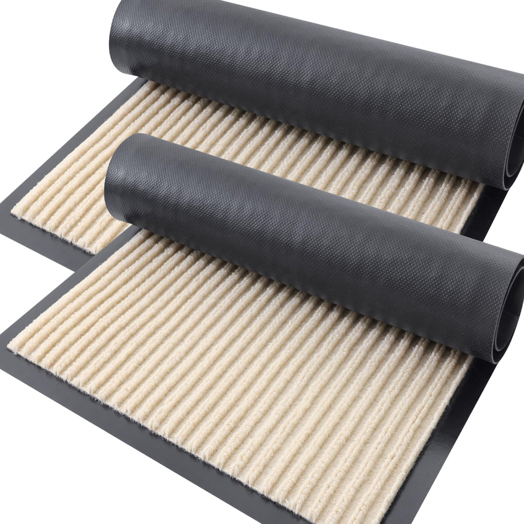 OLANLY Front Door Mat Indoor Outdoor Entrance, 2-Pack 29.5 x 17 Inch, Waterproof Heavy Duty Doormat, Fade Resistant, Low Profile, Easy Clean Patio Porch Welcome Floor Mats for Entry, Grey