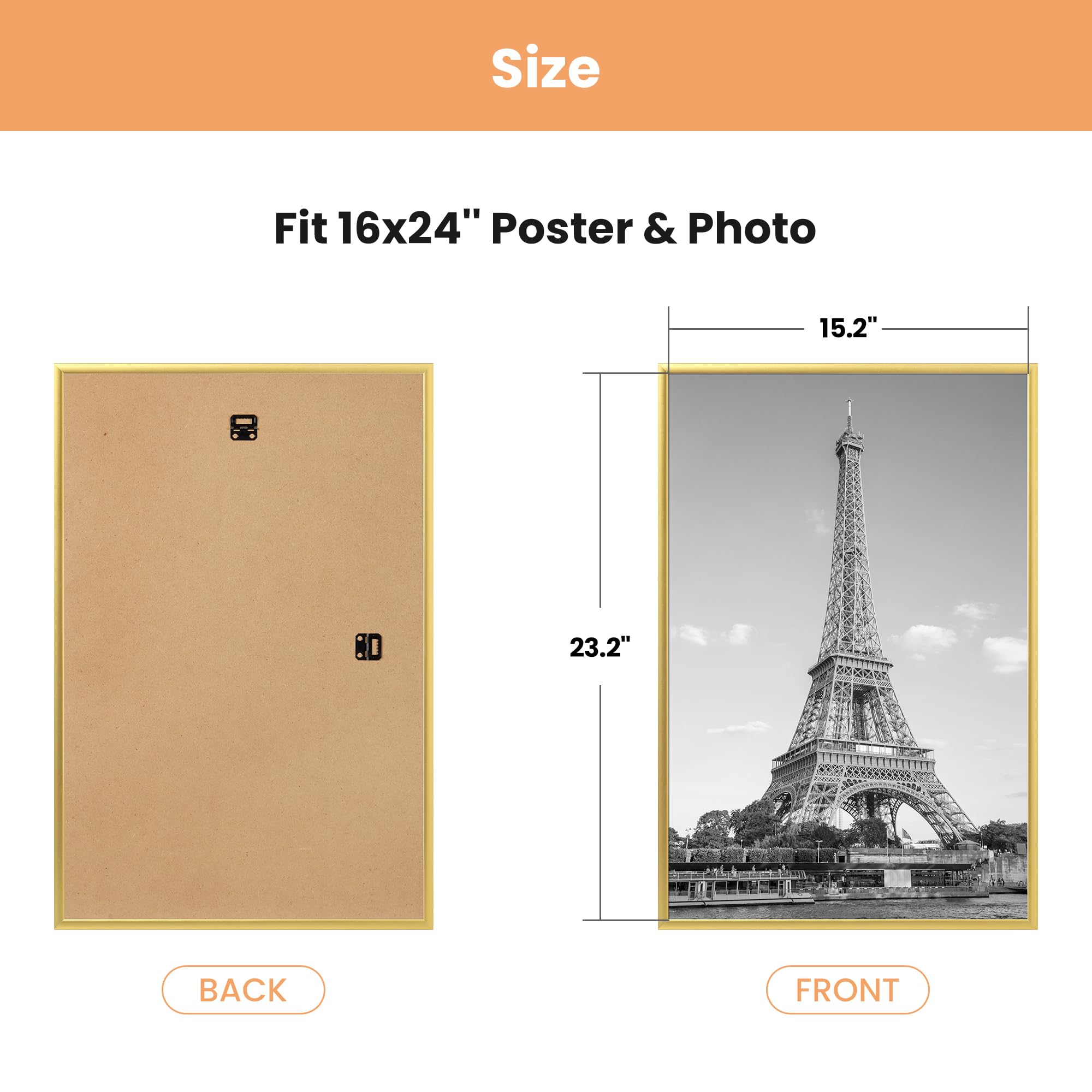 upsimples 12x16 Picture Frame Black 3 Pack, Scratch-Proof Poster Frames 12 x 16 for Photo Gallery - Slide-In Strips, Horizontal or Vertical Wall Mounting