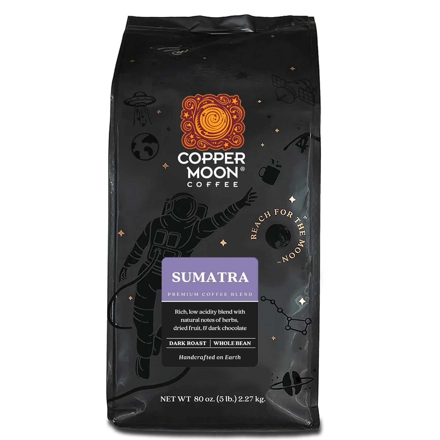 Copper Moon Medium Roast Whole Bean Coffee, Stargazer Blend, 2 Lb