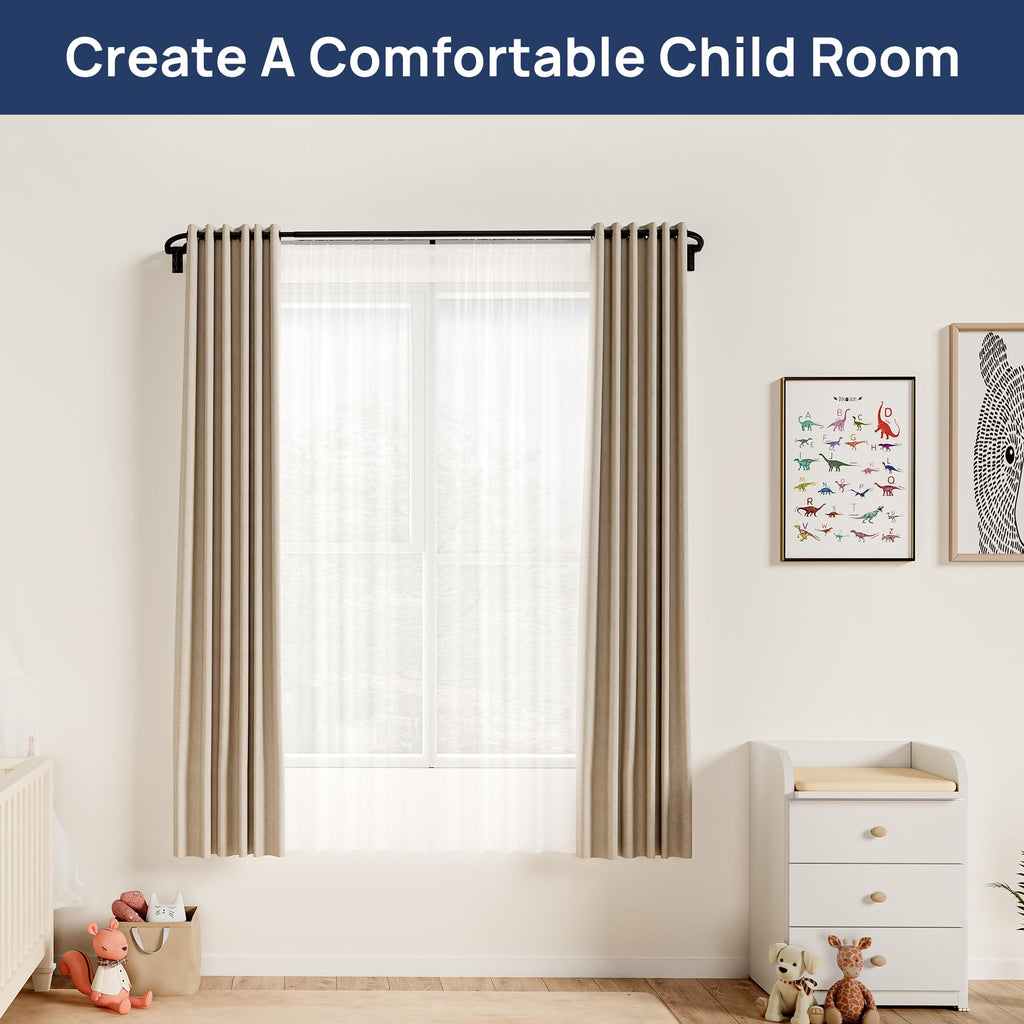 ENJOYBASICS Double Curtain Rod，Blackout Wrap-Around Curtain Rods for Windows 72 to 144 Inch，Adjustable from 32 to 144 Inch for Room Darkening Curtains, Matte Black