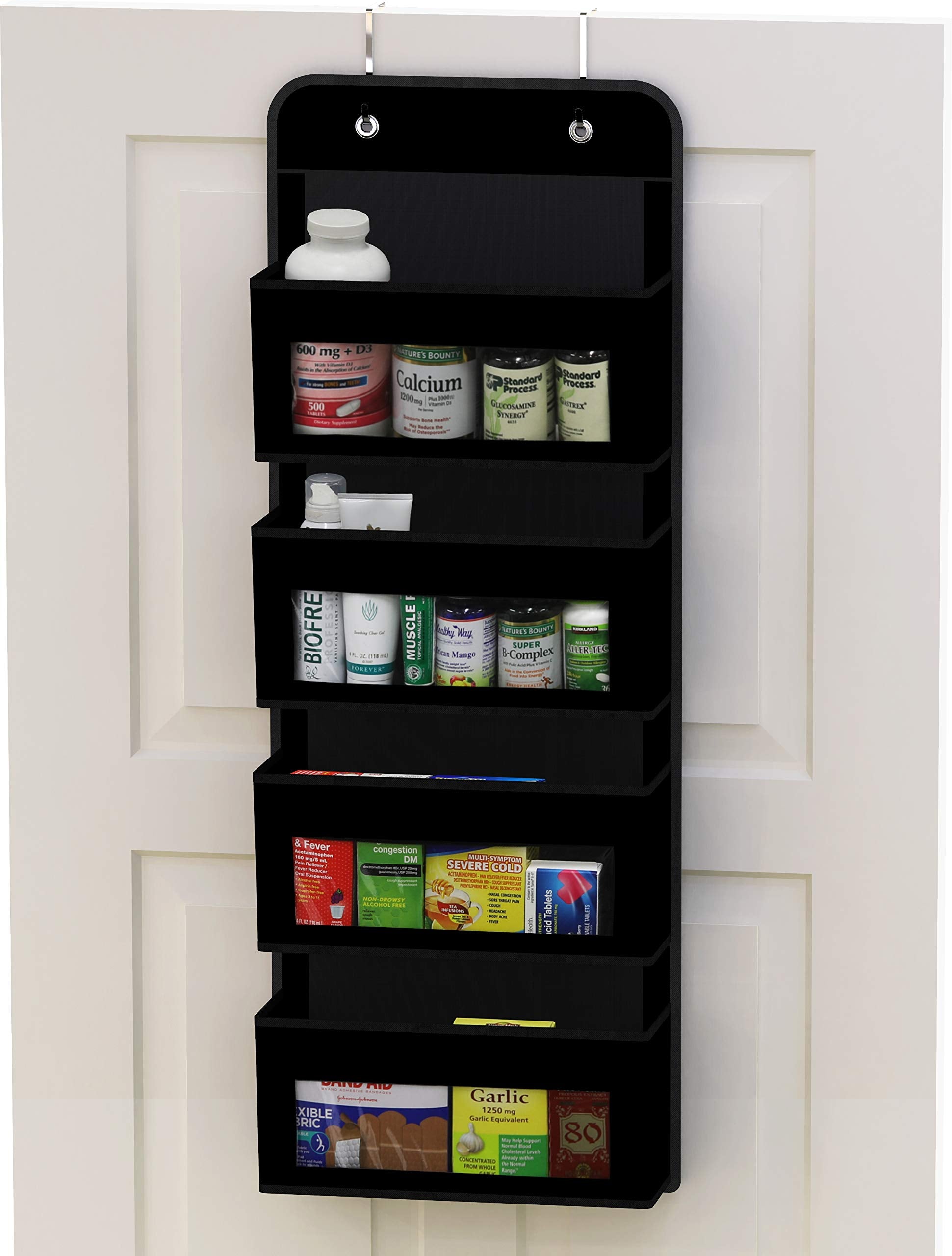 Simple Houseware 6 Clear Window Pocket Over Closet Door Storage Hanging Organizer for Bedroom, Bathroom, Pantry, Beige