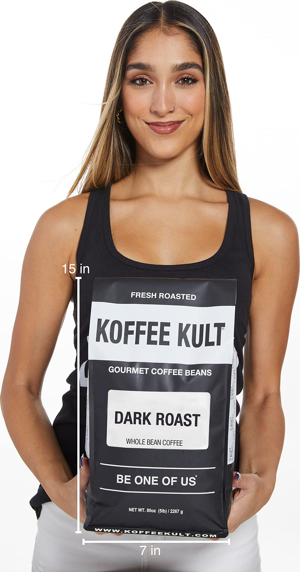 Koffee Kult Dark Roast Whole Bean Coffee - Small Batch 100% Arabica Gourmet Blend, Smooth and Well Balanced Artisan Roasted in 32oz Resealable Package