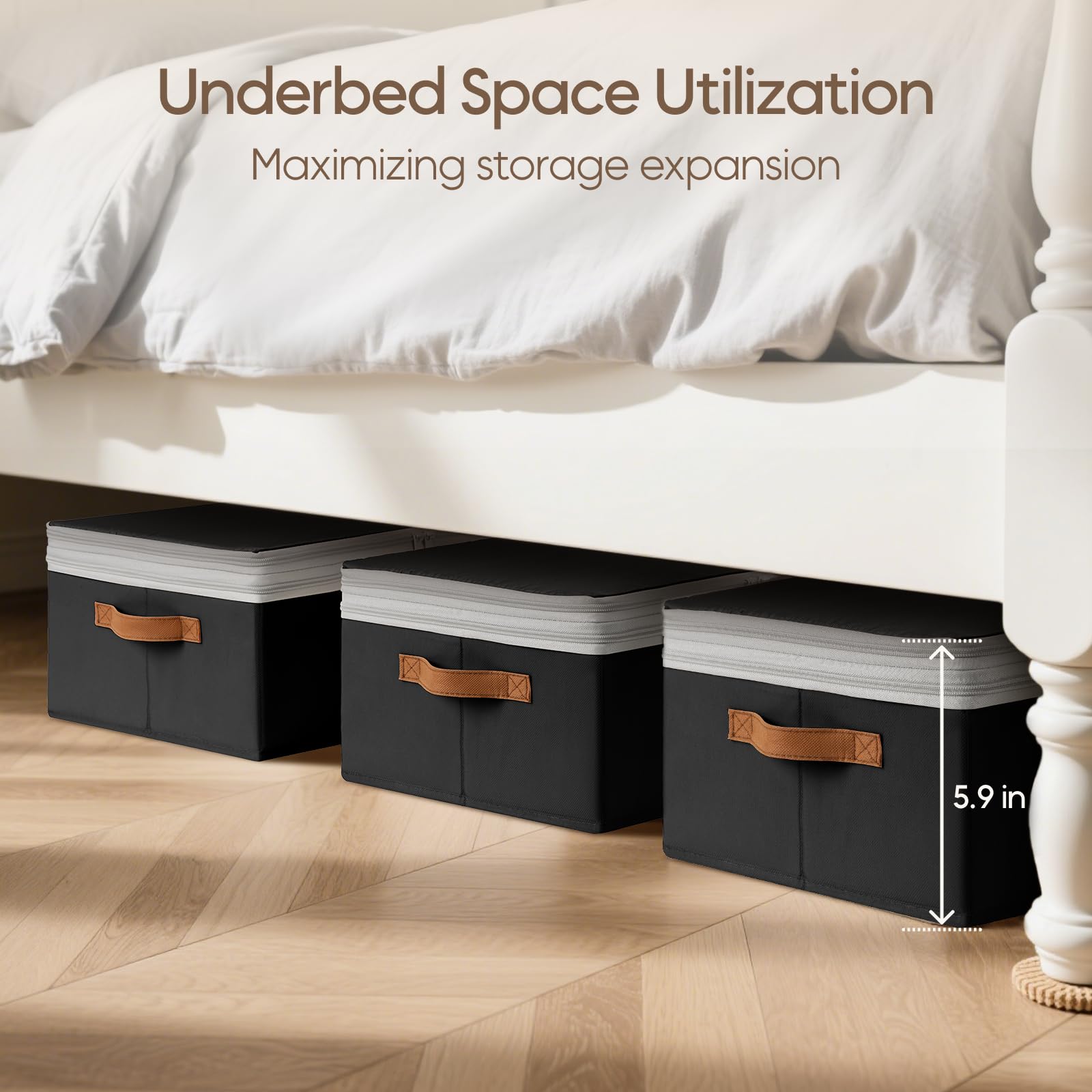 Homsorout Large Closet Storage Bins - Compression Organizer Bins, Stackable Closet Organizer, Expandable Under Bed Storage Containers for Clothes, Towels, Sheet, 2 Pack, Beige