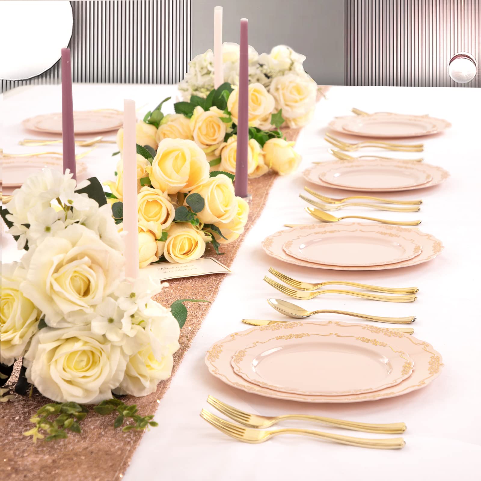 DaYammi 60PCS White Plastic Plates, Heavy Duty White Disposable Plates Premium 10inch Dinner Plates Hard Plastic Plates Disposable for Party Wedding Bridal Shower