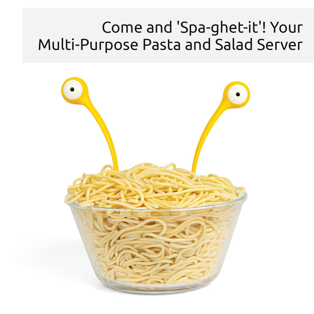 OTOTO Pasta Monsters and Salad Servers - BPA-Free Fun Kitchen Gadgets - 100% Food Safe Salad Spoon and Fork Set - 11.93x 3.39 x 2.24 inch