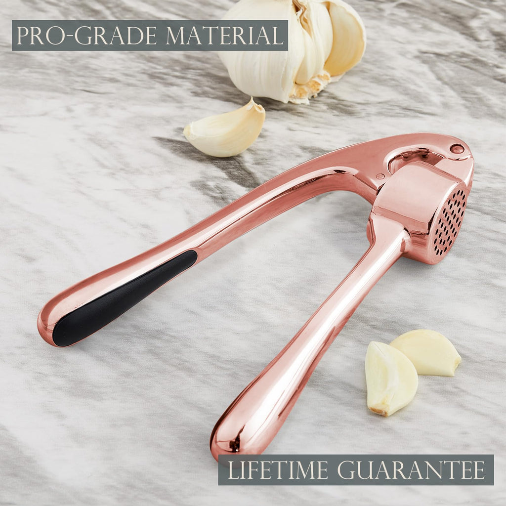 Kitessensu High Effective Garlic Press With Studs, Heavy Duty Garlic Mincer, Easy to Squeeze and Clean, Rust Proof & Dishwasher Safe, Ginger Crusher- Imperial Silver