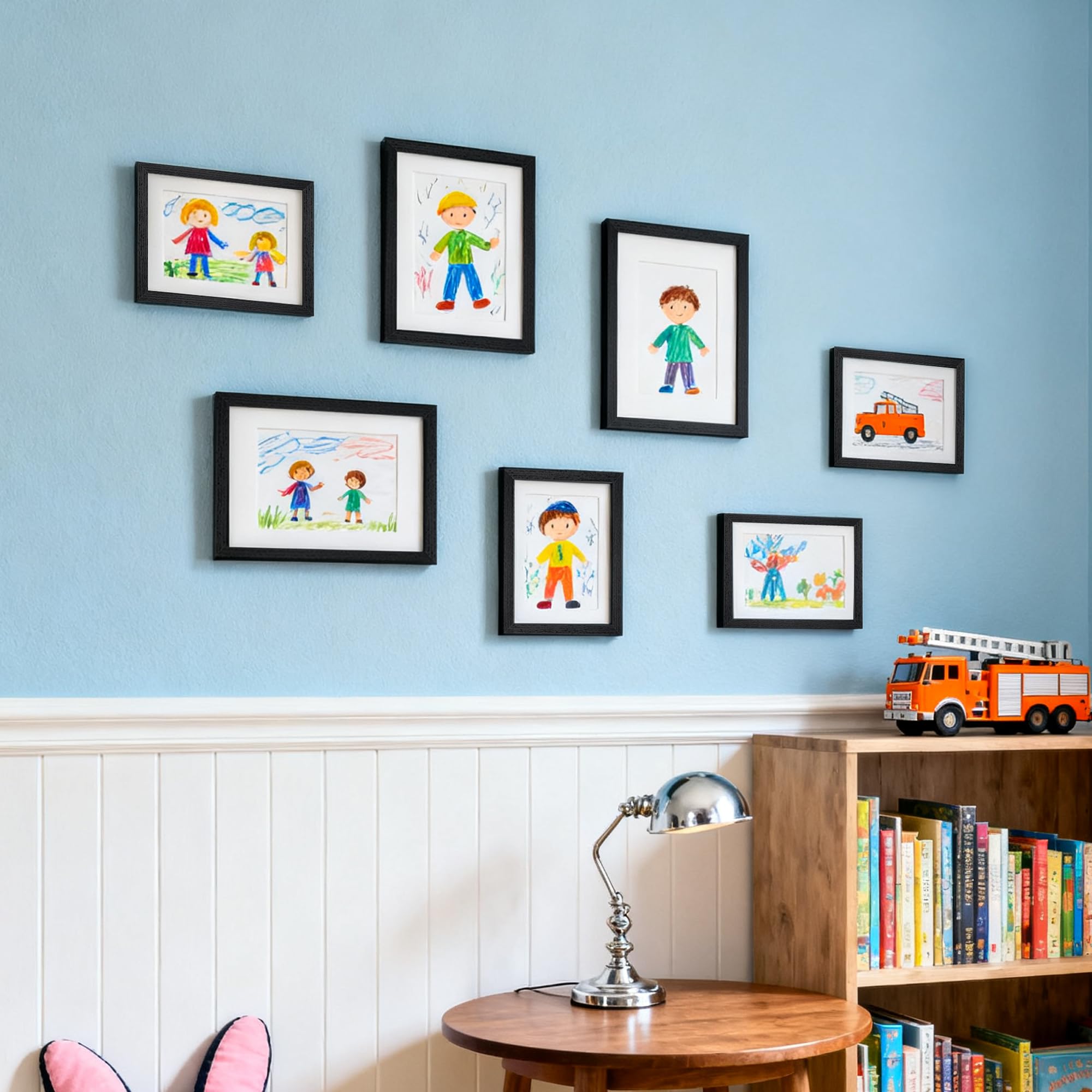 upsimples 8x10 Picture Frame, Lightweight Thin Frame for Prints, Display 5x7 with Mat or 8x10 Without, Easy Wall Hanging, Black 2 Pack