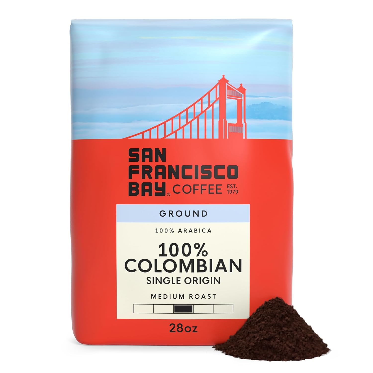 San Francisco Bay Ground Coffee, Bay Bridge Blend (28 oz Bag), Medium Roast Coffee