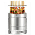 WILLBBQ Large Hanging Charcoal Grills, 360° Barrel Smoker, Stainless Steel Double-Wall Insulated, Portable for Outdoor Camping Patio (Bright Silver)