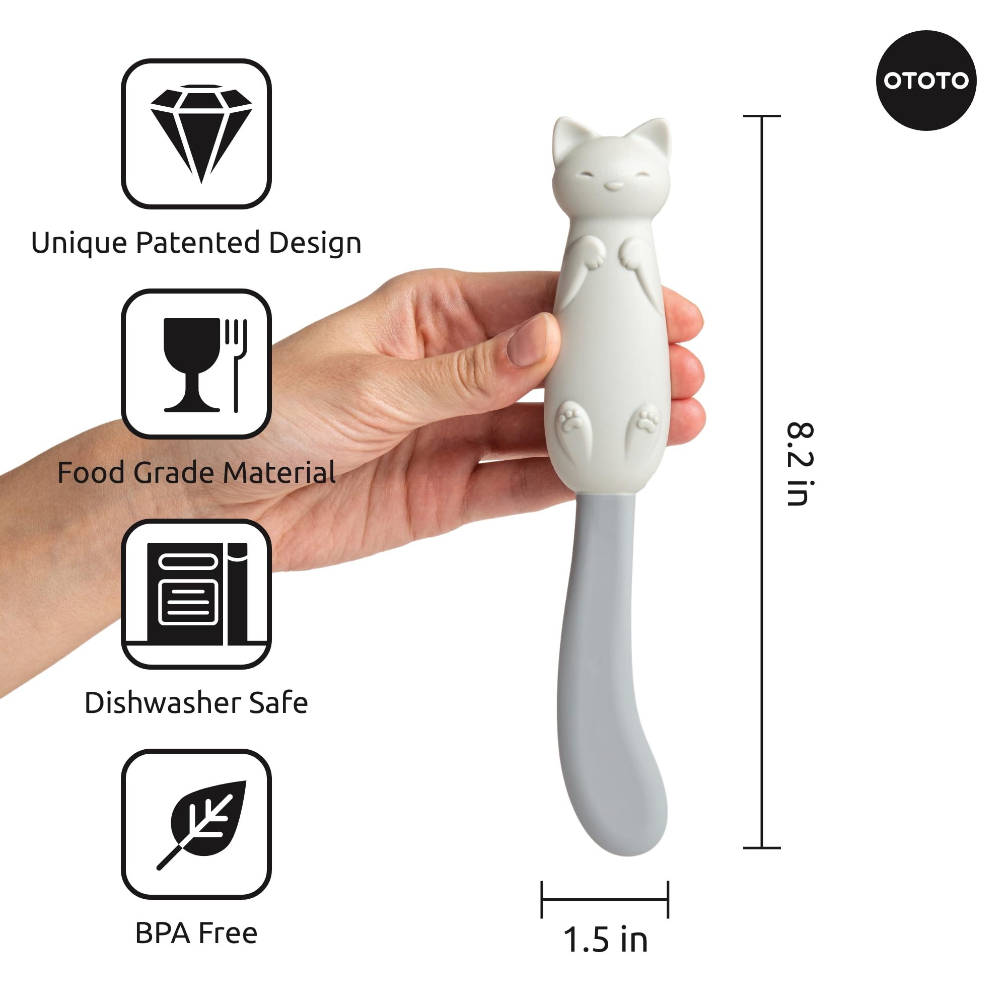 OTOTO Splatypus Jar Spatula for Scooping and Scraping - Unique Fun Cooking Kitchen Gadgets for Foodies - BPA-free & 100% Food Safe - Crepe Spreader