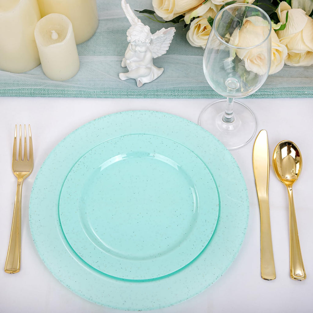 DaYammi 60PCS Blue and White Plastic Plates Blue Rim White Disposable Plates Blue White Party plates Include:30 Plastic Dinner Plate 30 Dessert plate and Wedding & Party Dining