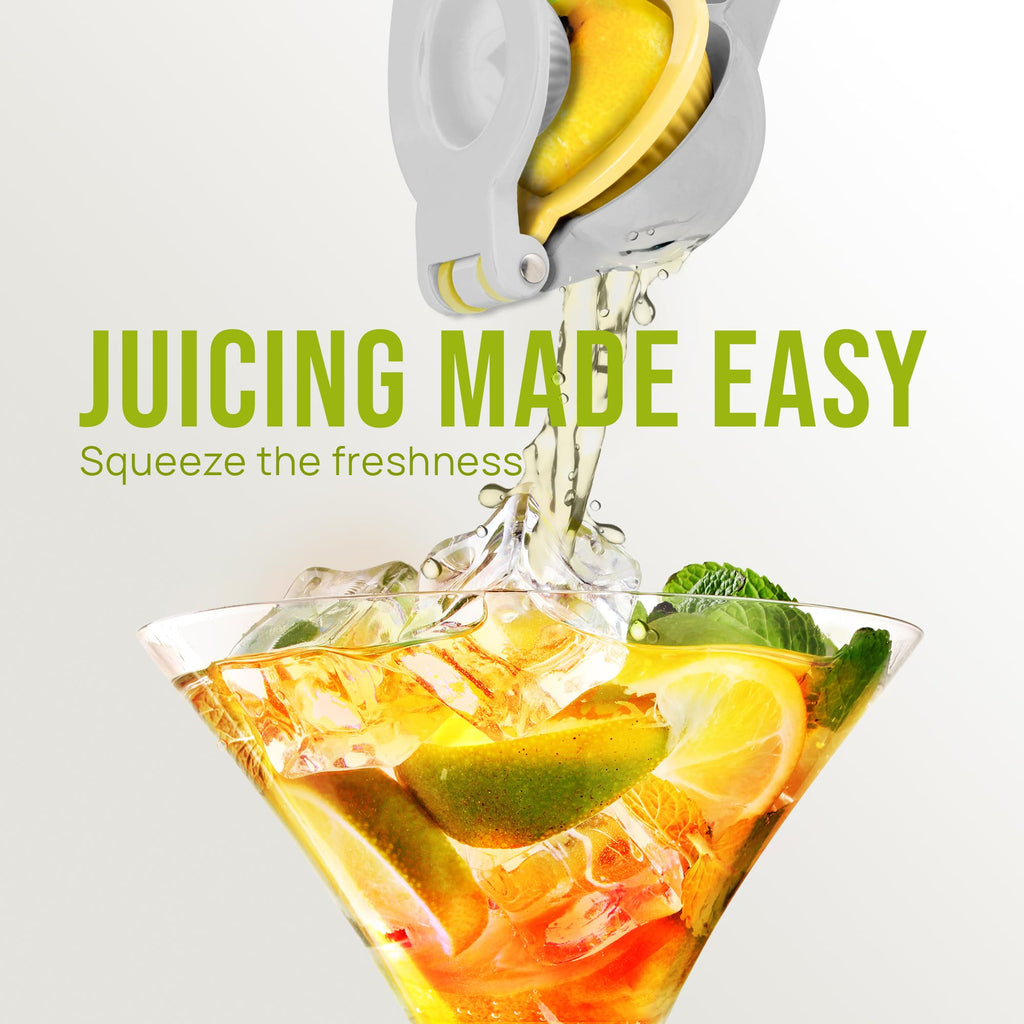 Zulay Kitchen Metal 2-in-1 Lemon Squeezer - Sturdy Max Extraction Hand Juicer Lemon Squeezer Gets Every Last Drop - Easy to Clean Manual Citrus Juicer - Easy-Use Lemon Juicer Squeezer - Yellow/Green