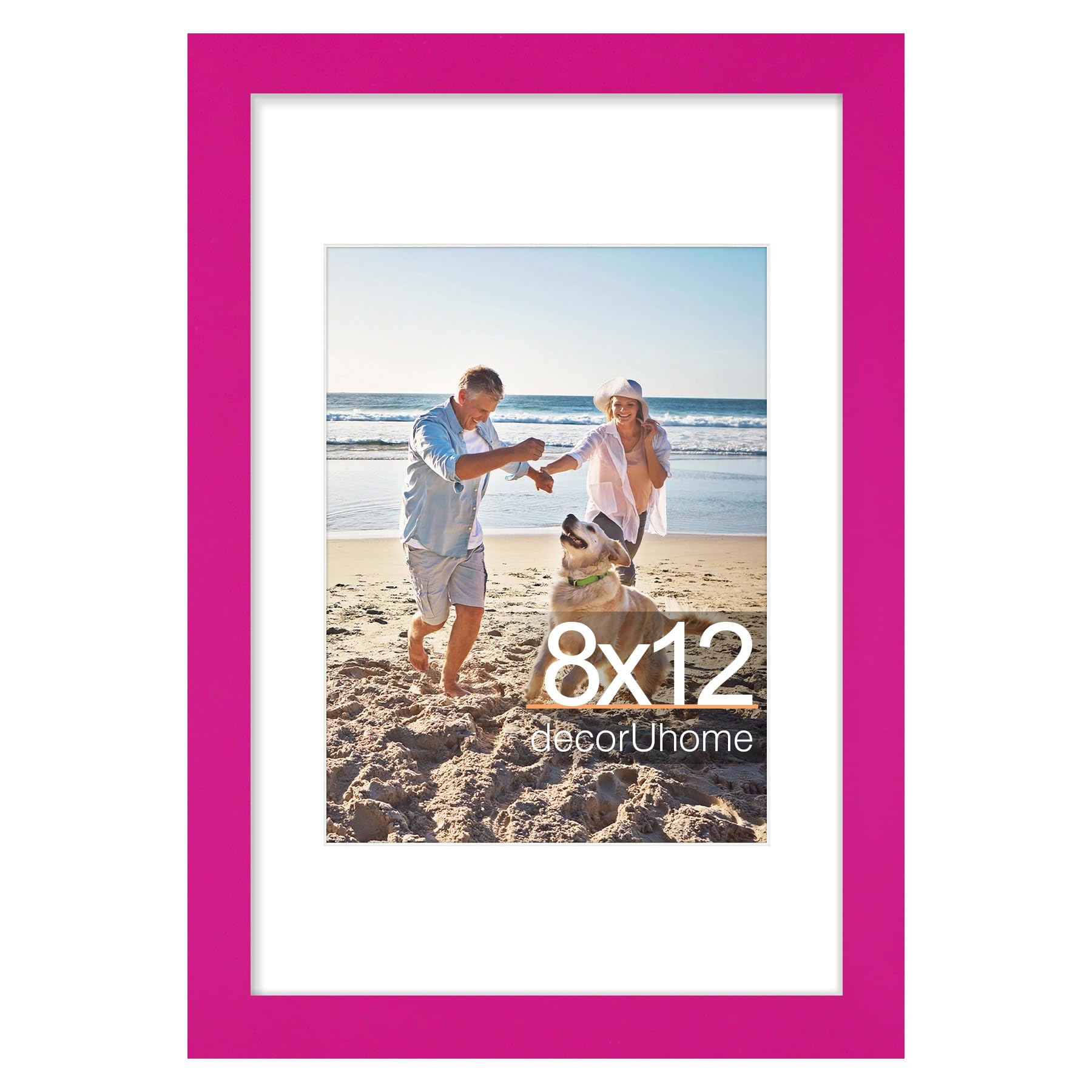 decorUhome 8x10 Picture Frame, Display Pictures 5x7 with Mat or 8x10 without Mat, Wall & Tabletop Display Photo Frame, Black, 1 Pack