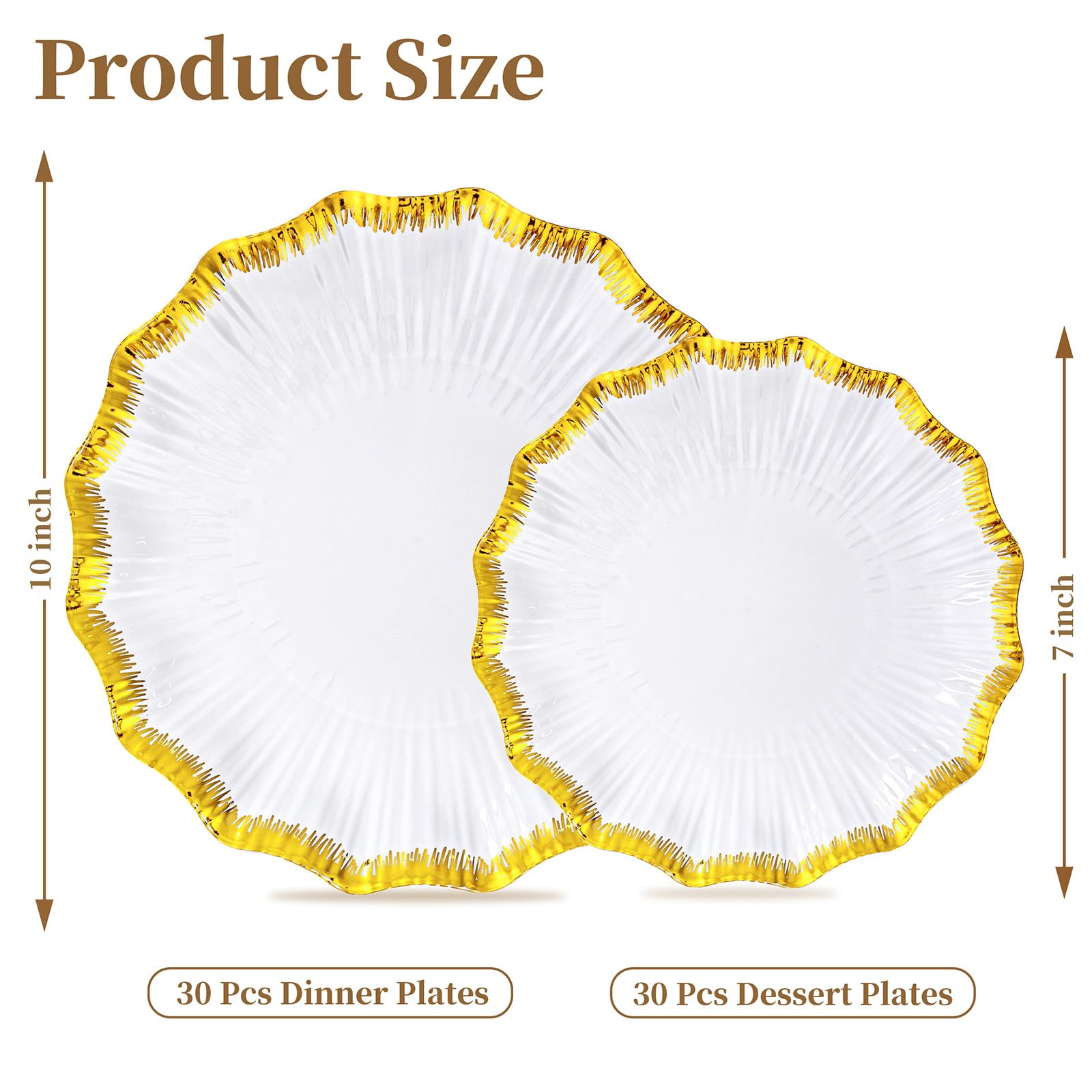 DaYammi 60PCS Blue and White Plastic Plates Blue Rim White Disposable Plates Blue White Party plates Include:30 Plastic Dinner Plate 30 Dessert plate and Wedding & Party Dining