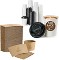 Vplus 500 Pack 8 OZ Paper Coffee Cups and 200 Pack Coffee Sleeves