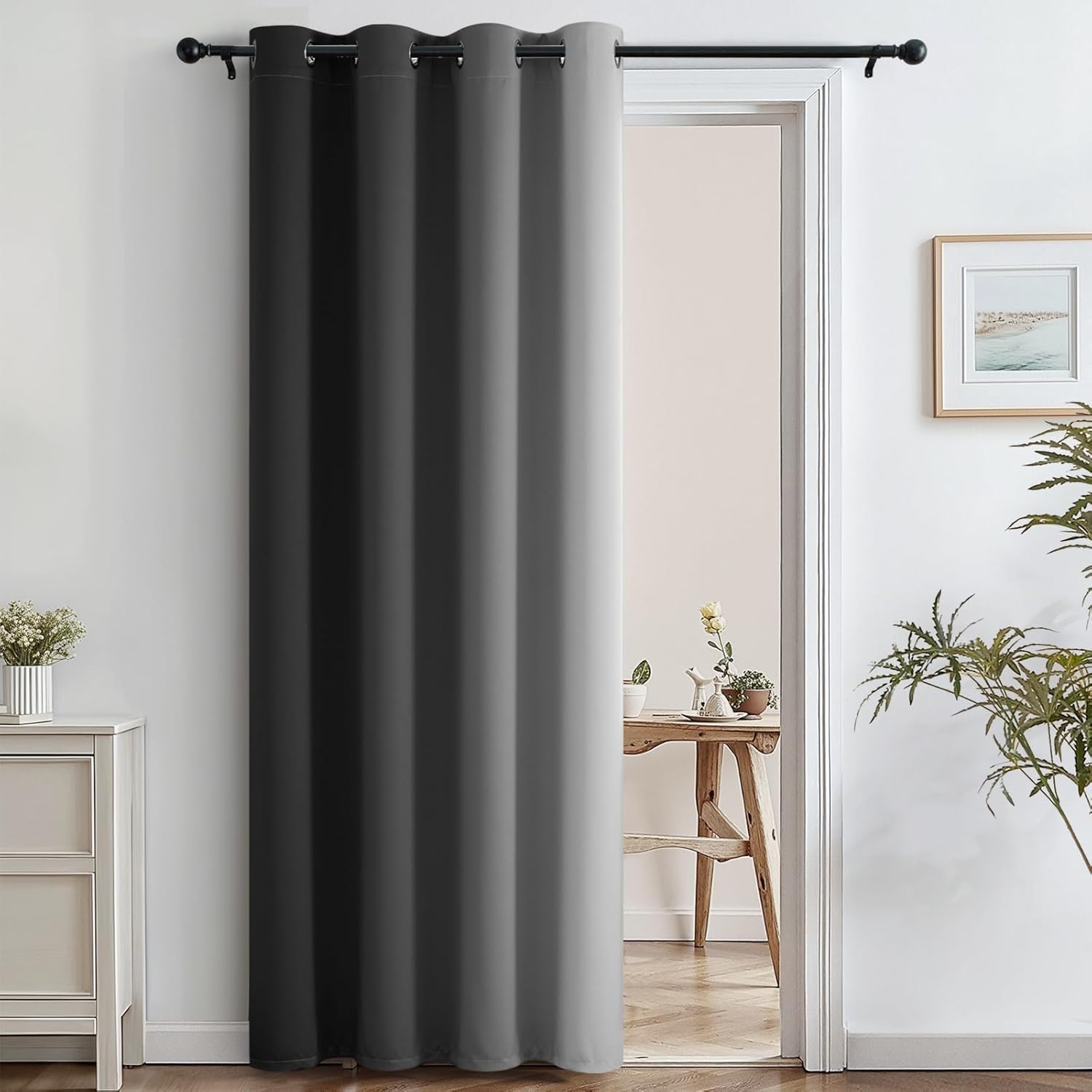 SimpleHome Ombre Room Darkening Curtains for Bedroom, Gradient Black to Grey White Light Blocking Thermal Insulated Grommet Window Curtain/Drapes for Living Room,2 Panels, 52x84 inches Length