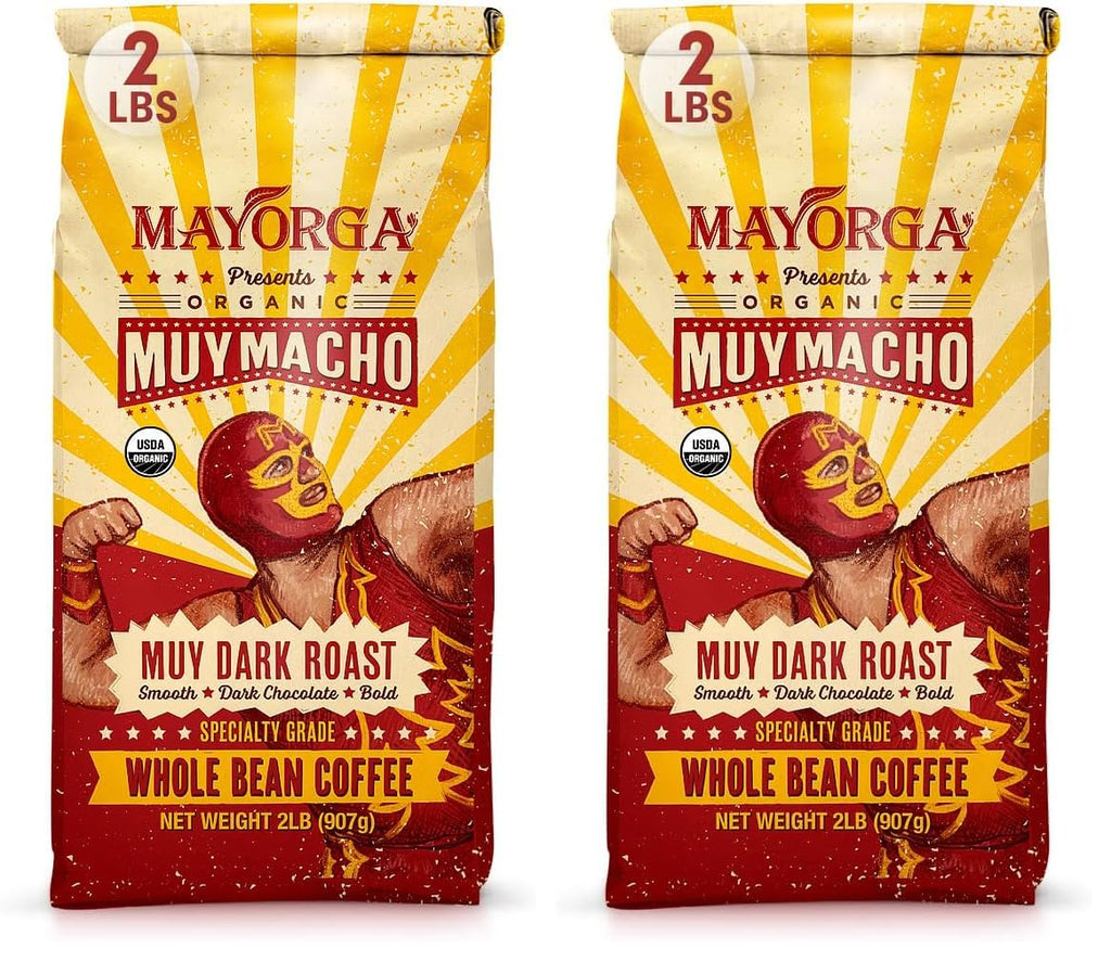 Mayorga Organic Coffee 2lb Cafe Cubano Roast - Dark Roast Whole Bean Specialty Grade Coffee, 100% Arabica, Slow Roasted, Bold and Smooth Flavor with Low Acidity - USDA Organic, Non-GMO, Kosher