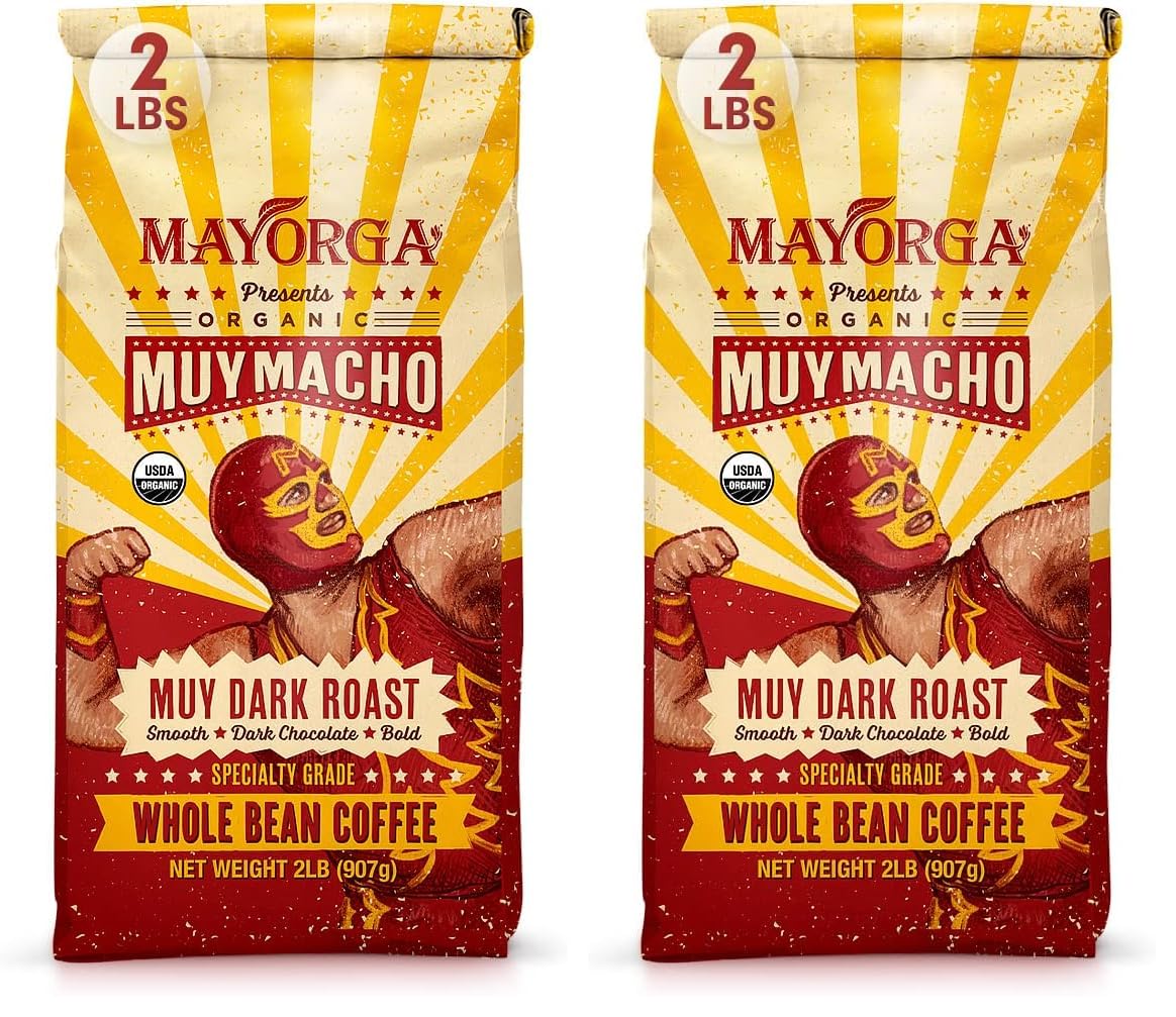 Mayorga Organic Coffee 2lb Cafe Cubano Roast - Dark Roast Whole Bean Specialty Grade Coffee, 100% Arabica, Slow Roasted, Bold and Smooth Flavor with Low Acidity - USDA Organic, Non-GMO, Kosher