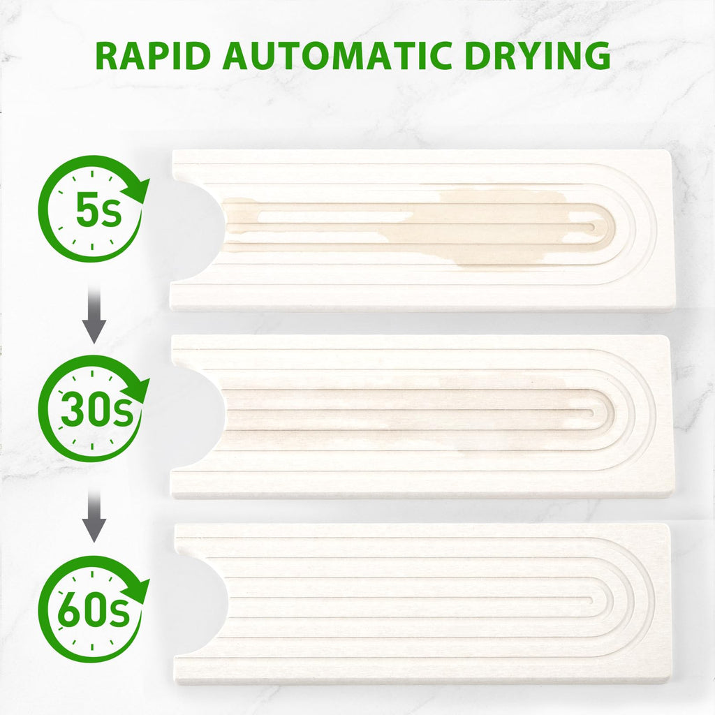 Cisily Tapete de diatomita para grifo de cocina con soporte para escobillas, absorbente para encimera de secado de piedra, área de protección contra salpicaduras de agua, detrás del fregadero de la cocina, organizador de accesorios de decoración