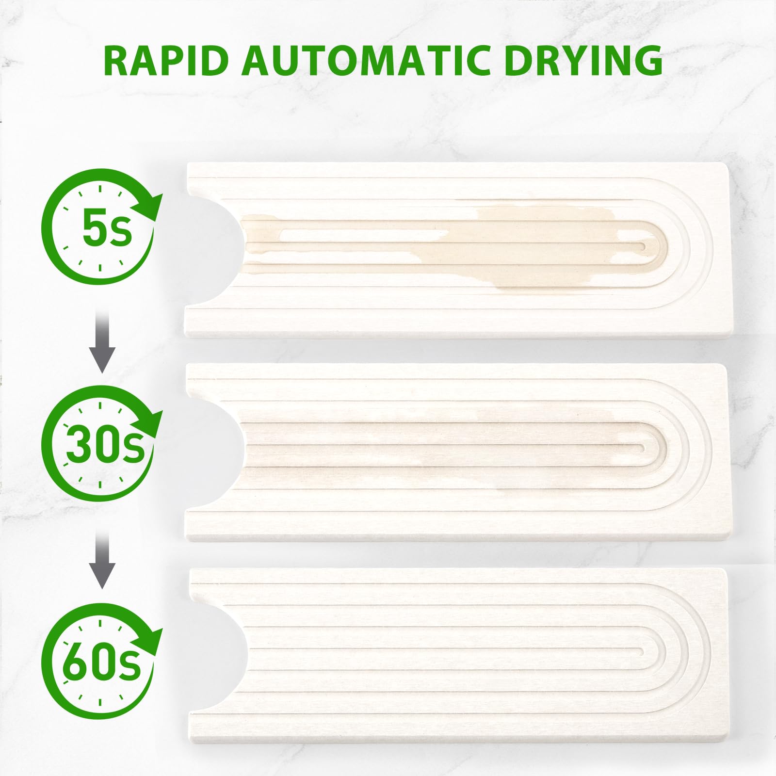 Cisily Tapete de diatomita para grifo de cocina con soporte para escobillas, absorbente para encimera de secado de piedra, área de protección contra salpicaduras de agua, detrás del fregadero de la cocina, organizador de accesorios de decoración