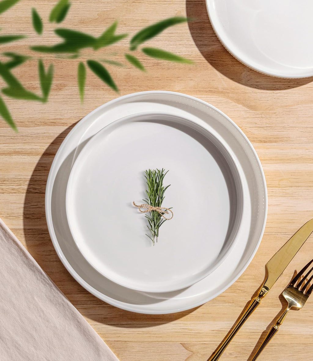TheTerra Ceramic Dinnerware Sets for 4, 12 Pieces Porcelain Lightweight Speckled Plates and Bowls Sets, Scratch Resistant Dish Set, Oven & Microwave & Dishwasher Safe