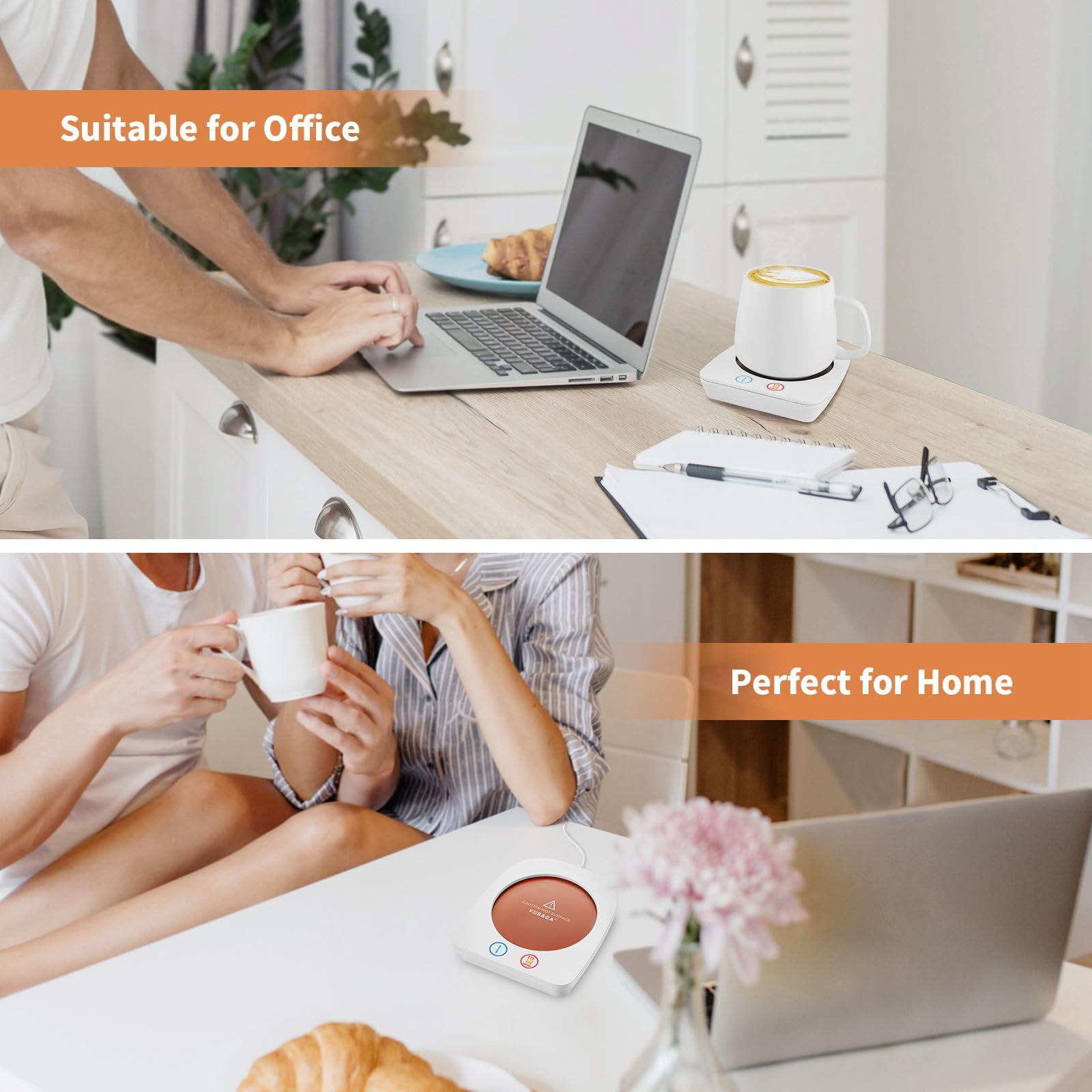 VOBAGA Imitation Wood Grain Coffee Cup Warmer & Mug Warmer for Desk, Electric Coffee Warmer Plate with 3-Temp Settings for Tea, Cocoa, Milk with Auto Shut Off After 4 Hours, Coffee Gifts for Women Men