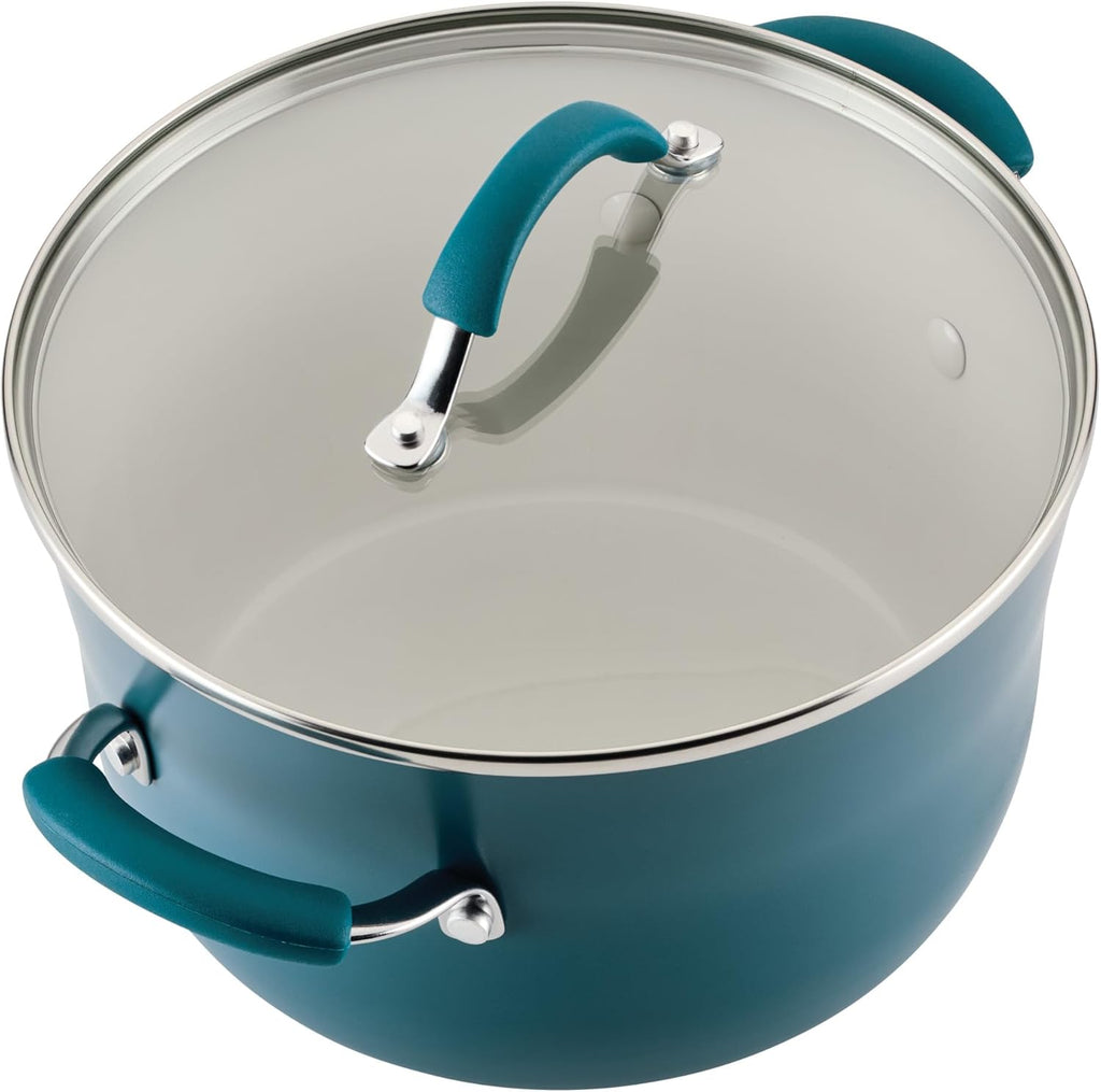 Rachael Ray - 16802 Rachael Ray Cucina Nonstick Cookware Pots and Pans Set, 12 Piece, Sea Salt Gray