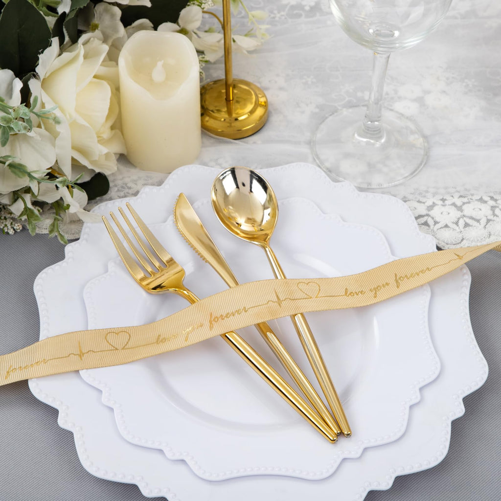 COLOSUS 60PCS White Plastic Plates for 30 guests-Fancy Plastic Beaded Plates,Plastic Plates for Party, Elegant White plates,Include 30 PCS 10.5" Dinner plates & 30PCS 8.25" Dessert plates for easter