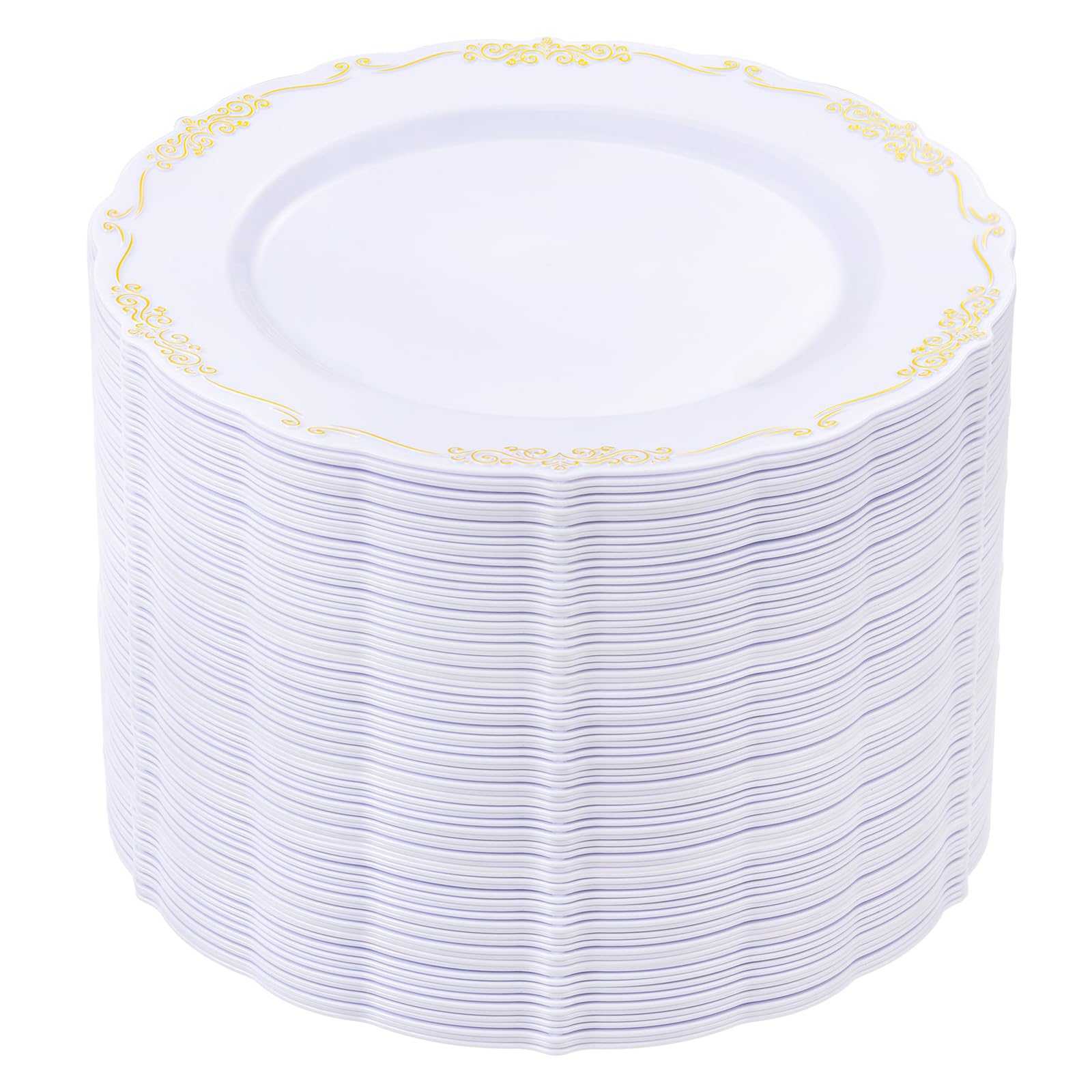 DaYammi 60PCS White Plastic Plates, Heavy Duty White Disposable Plates Premium 10inch Dinner Plates Hard Plastic Plates Disposable for Party Wedding Bridal Shower