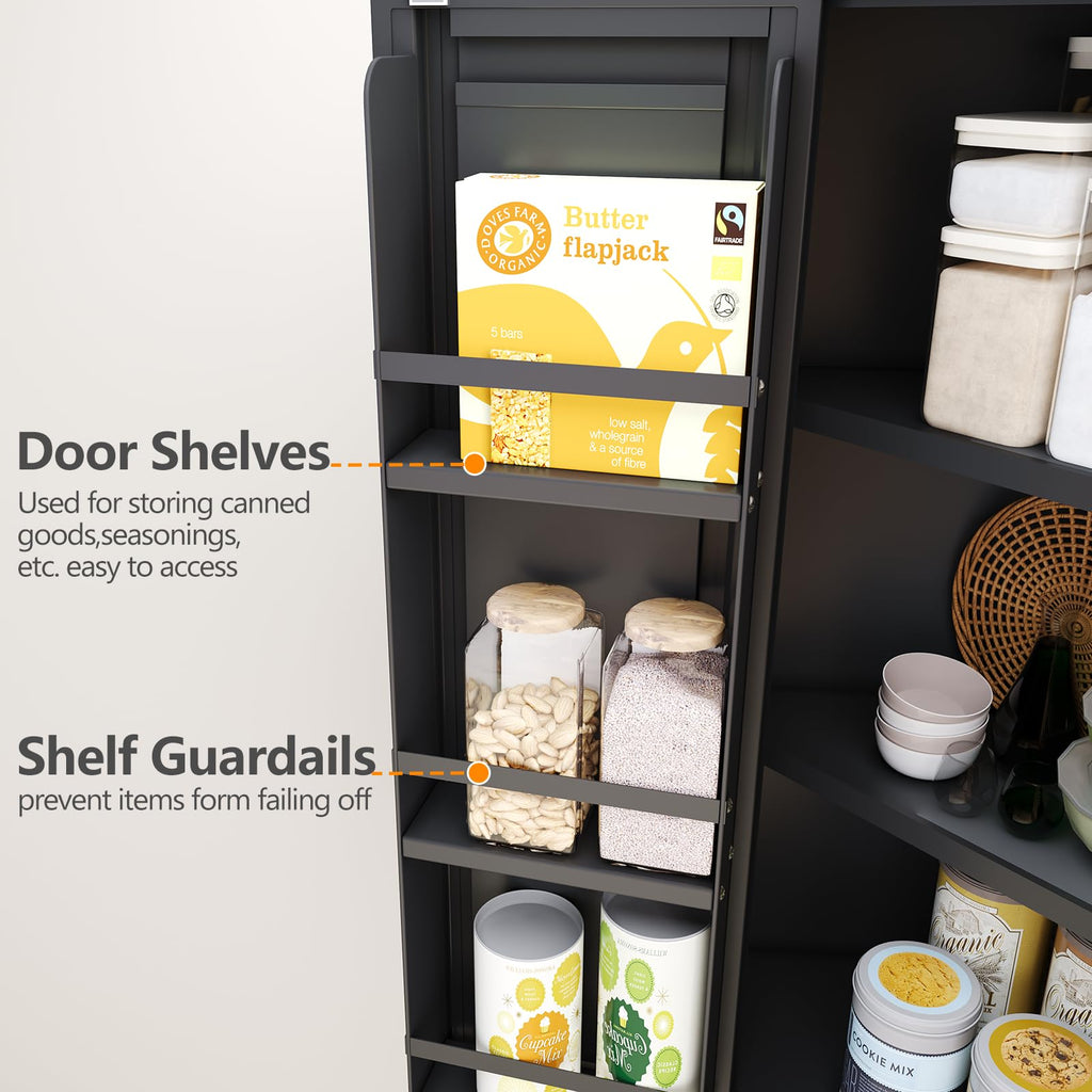 GAIOUS Metal Pantry Cabinet, Kitchen Pantry Storage Cabinets with 2 Door and 3 Adjustable Shelves, White Kitchen Pantry Cabinet, Freestanding Cupboard for Dining Room Living Room Bathroom