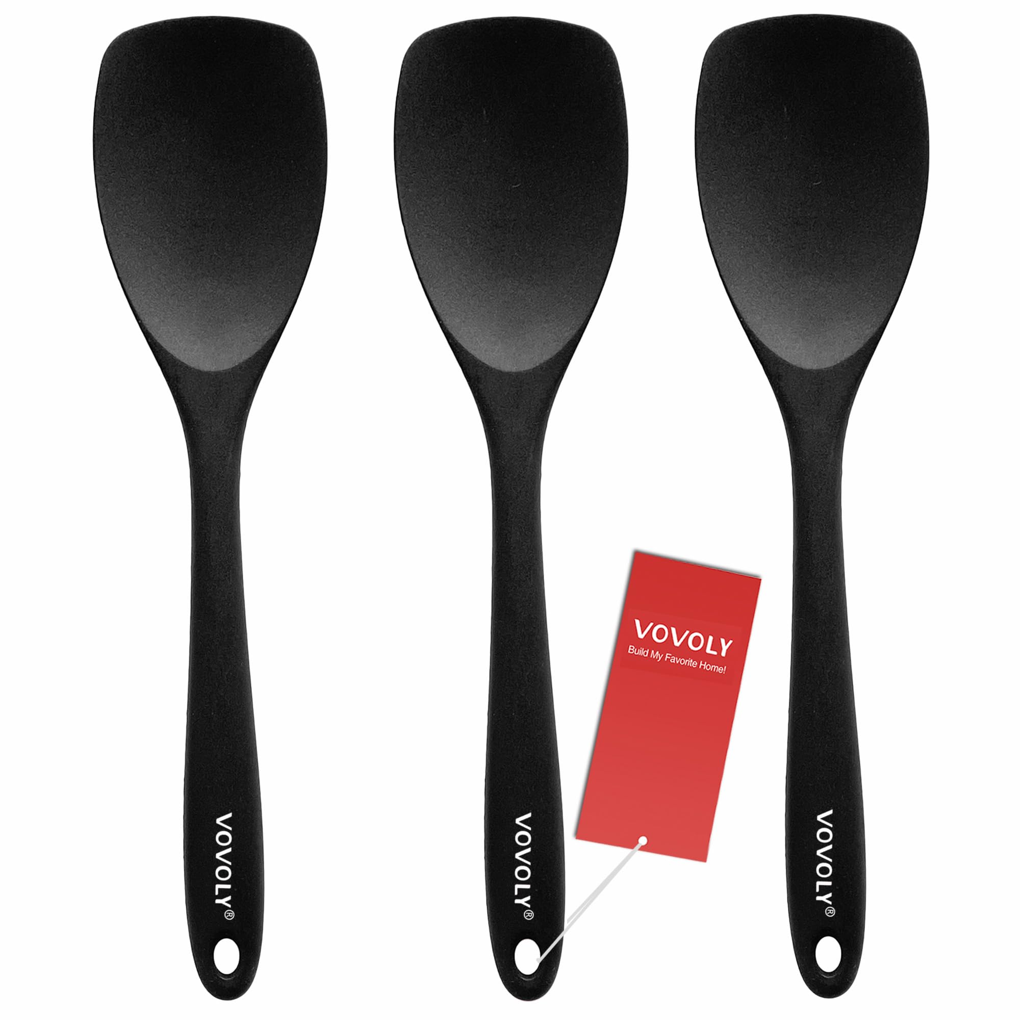 Upgrade Silicone Spatula Spoon Set,VOVOLY Heat Resistant Rubber Spoonula, Seamless Non-Stick Flexible Scrapers for Baking Mixing Tool,3 Pack,