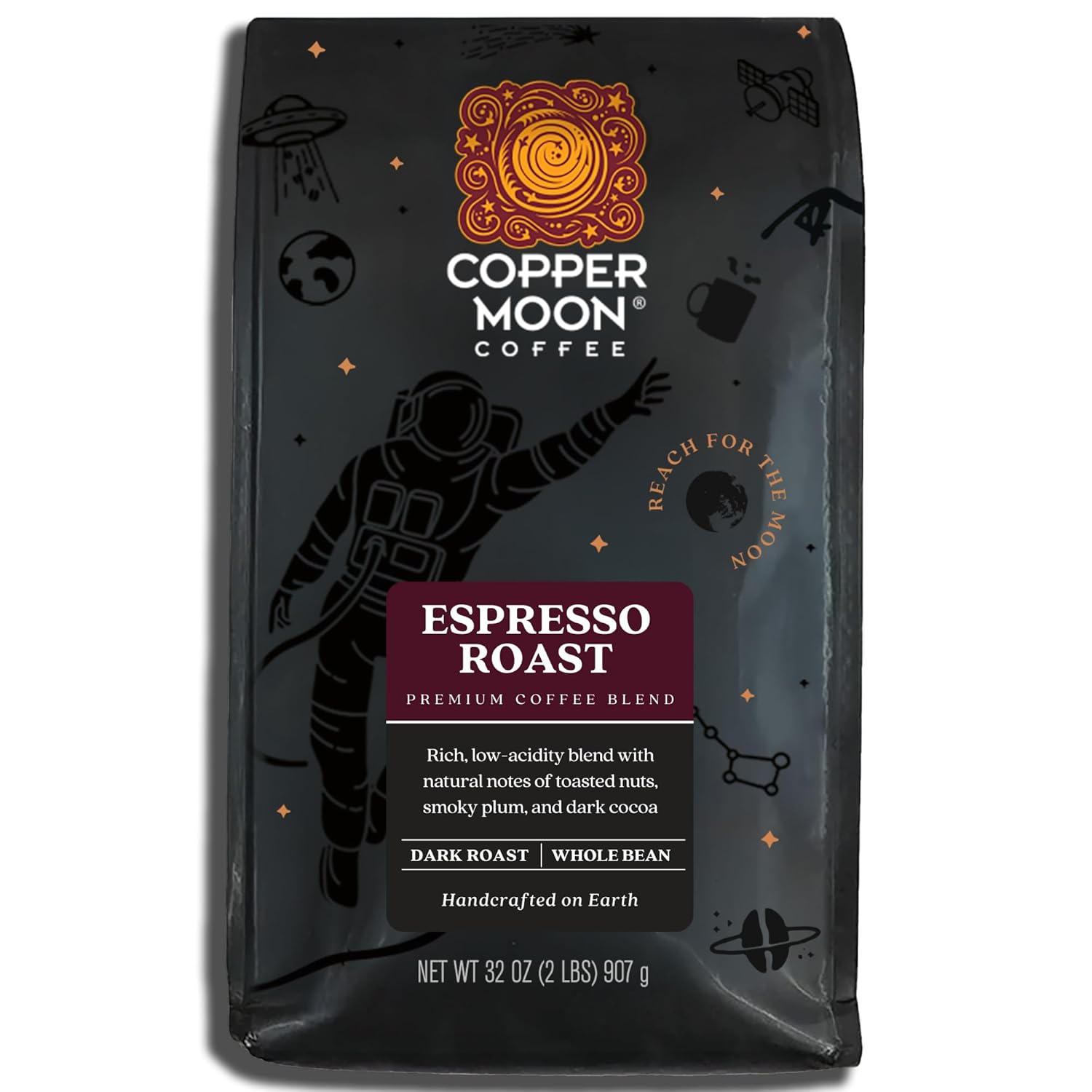 Copper Moon Medium Roast Whole Bean Coffee, Stargazer Blend, 2 Lb