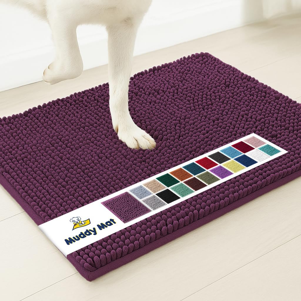 Muddy Mat® | Super Absorbent Door Mat Indoor, Microfiber Quick Dry Chenille Entryway Rug, Non-Slip Front Door Mat, Indoor Mats for Entryway, Machine Washable Pet Rug, Grey 30"x19"