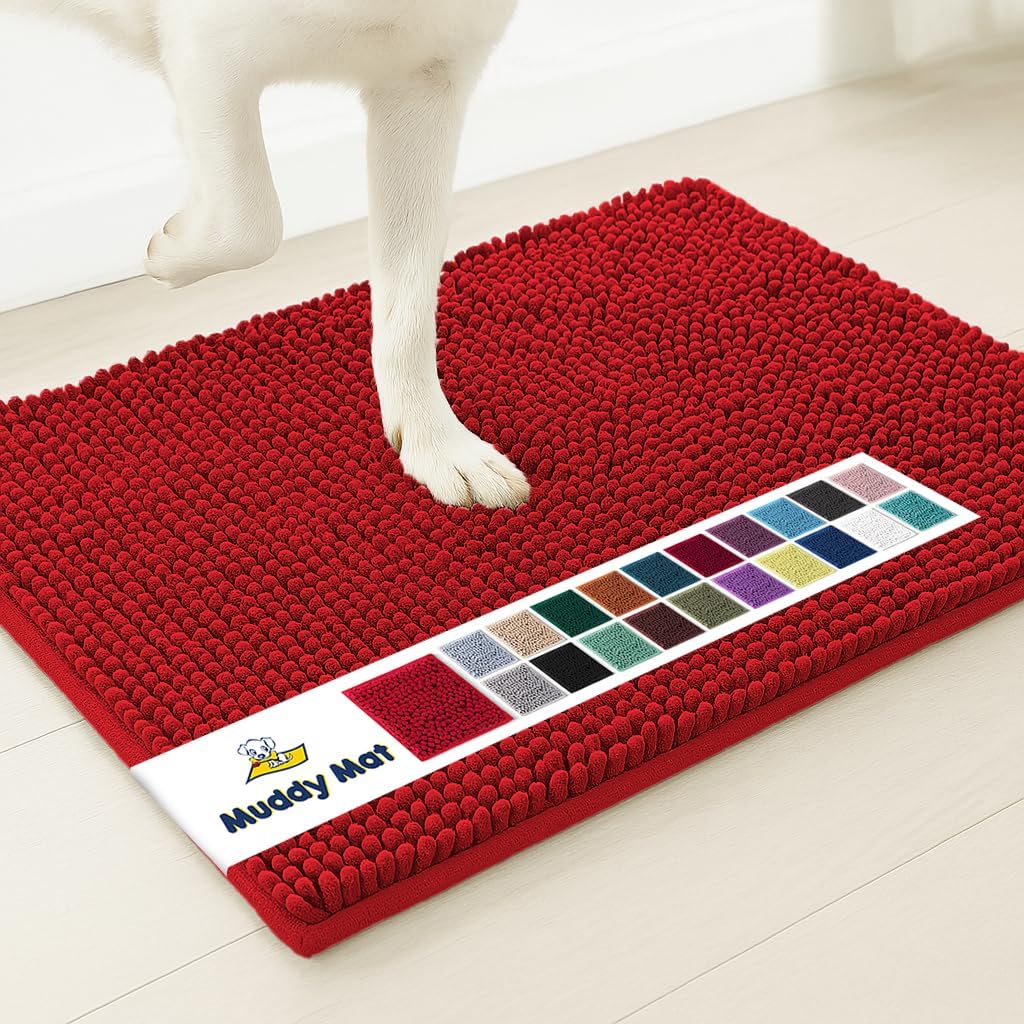 Muddy Mat® | Super Absorbent Door Mat Indoor, Microfiber Quick Dry Chenille Entryway Rug, Non-Slip Front Door Mat, Indoor Mats for Entryway, Machine Washable Pet Rug, Grey 30"x19"