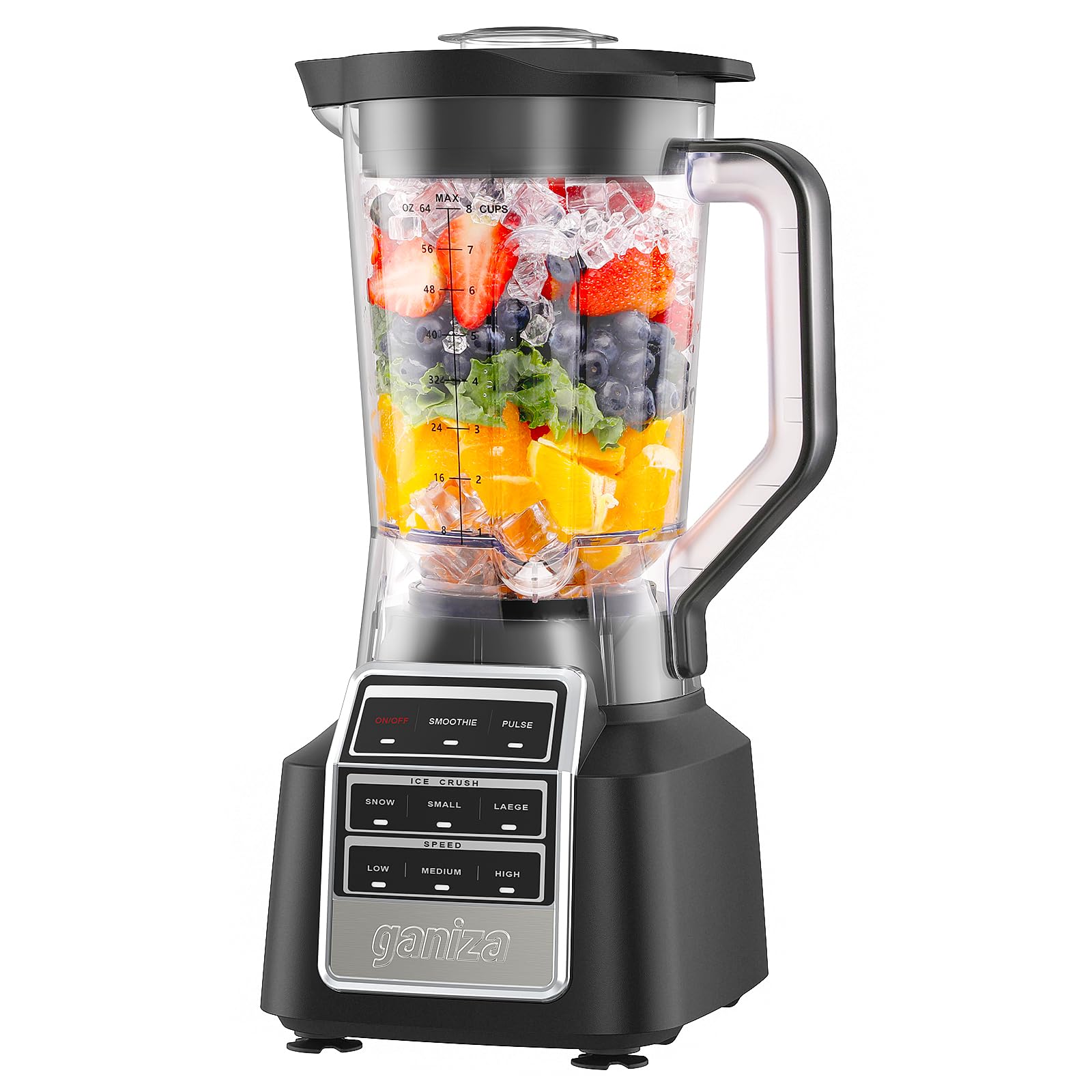Ganiza Smoothie Blender, 1800W Peak Power Professional Countertop Blenders for Kitchen, 64oz Large Capacity Juice Pitcher with CentriFlow Ribs Patent, High-Speed Smoothie Maker for Ice & Frozen Fruit