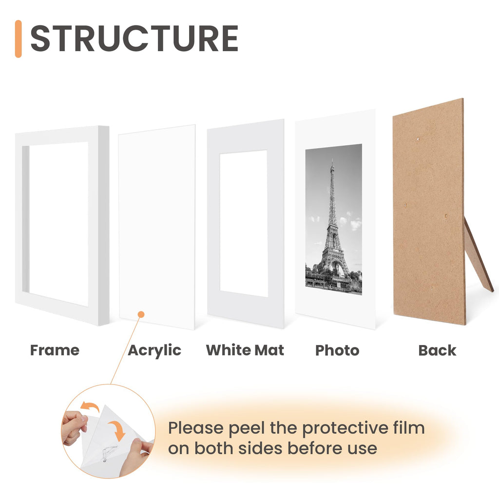 upsimples 5x7 Picture Frame Set of 10, Display Pictures 4x6 with Mat or 5x7 Without, Multi Photo Frames Collage for Wall or Tabletop Display, Black
