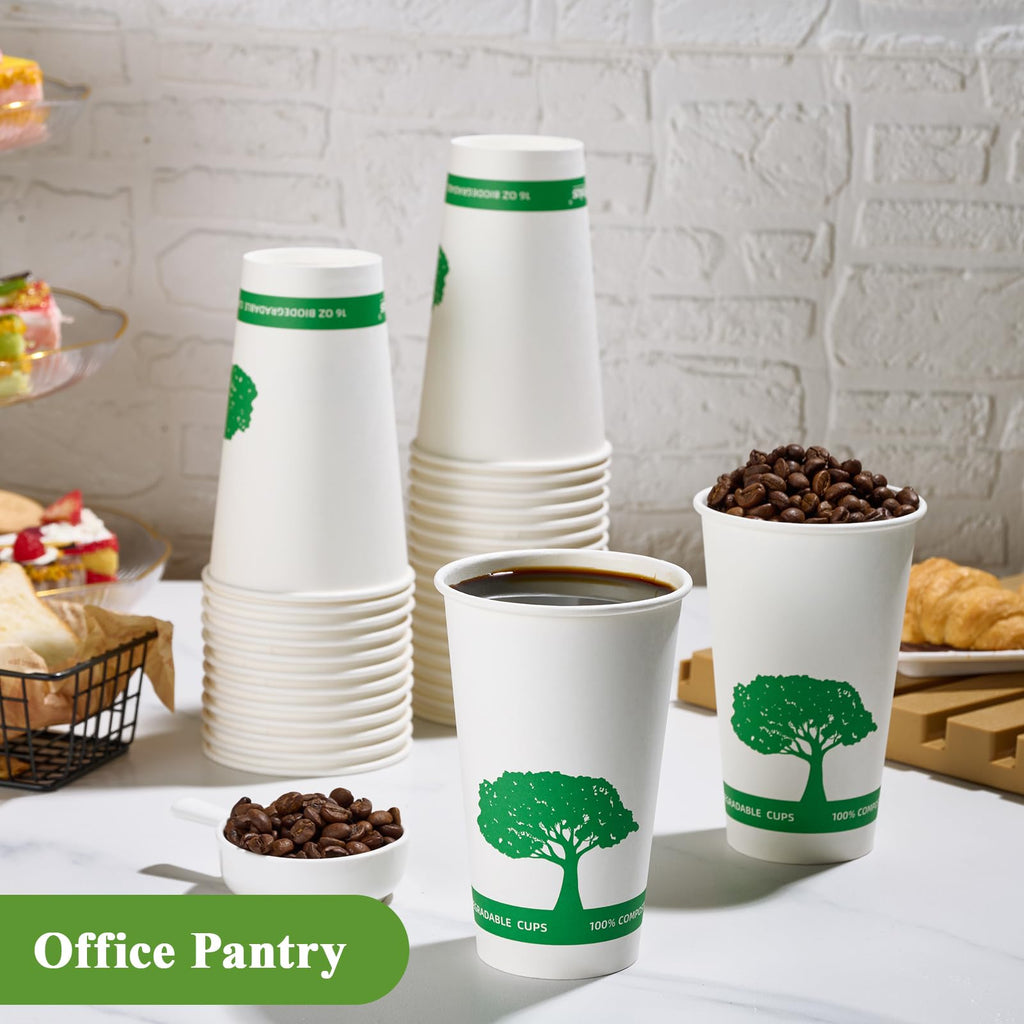 Vplus 400 Pack Compostable Paper Cups, 8 oz Paper Coffee Cups, Biodegradable Disposable Paper Cups, Eco-friendly Hot Drinking Cups for Party, Picnic,and Events