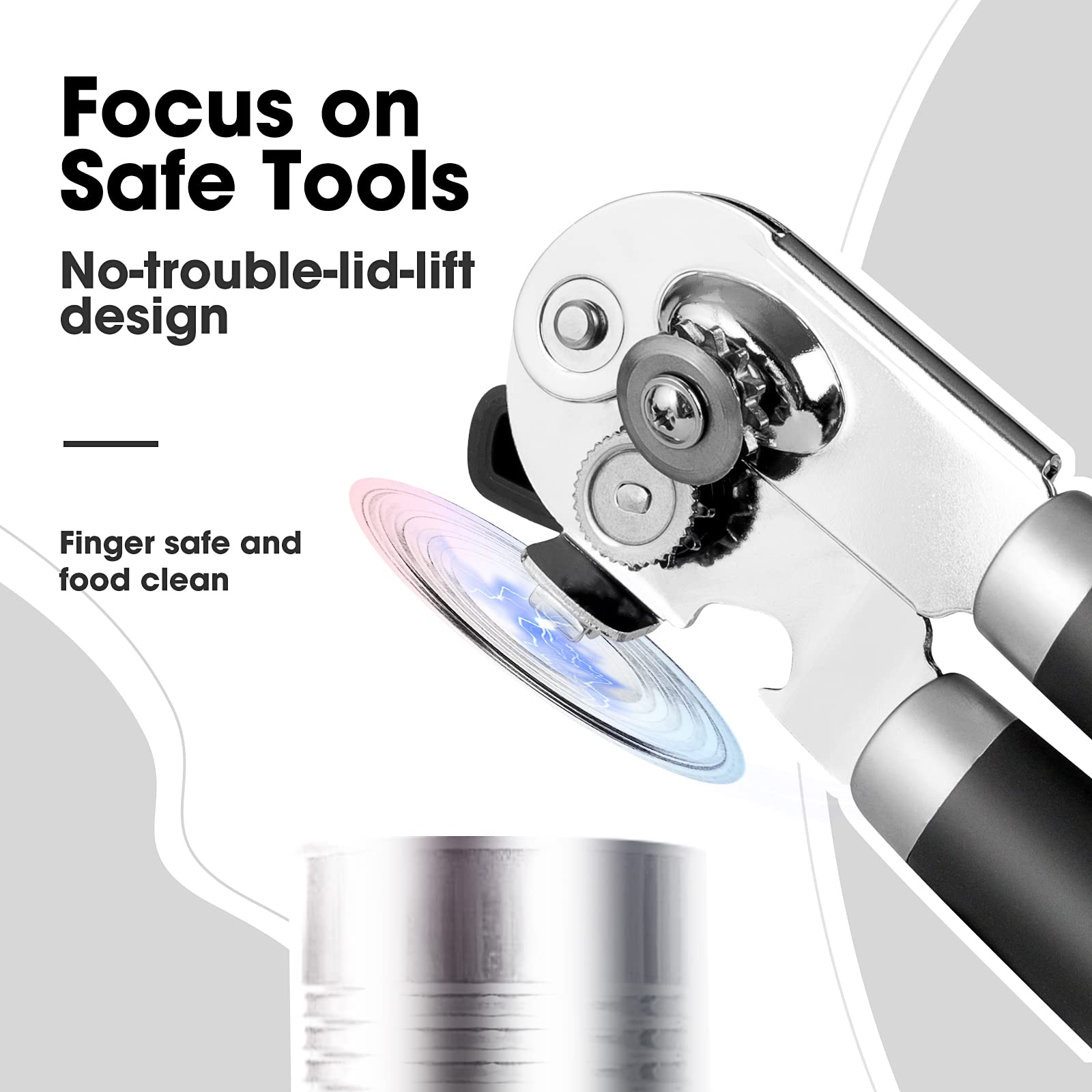 Beneno Heavy Duty Hand Can Opener Manual with Magnet, Durable Sharp Carbon Steel Blade Smooth Cutting, Big Effort-Saving Knob & Soft Grip Handle, Multifunctional Kitchen Tool with Bottle Opener, Green