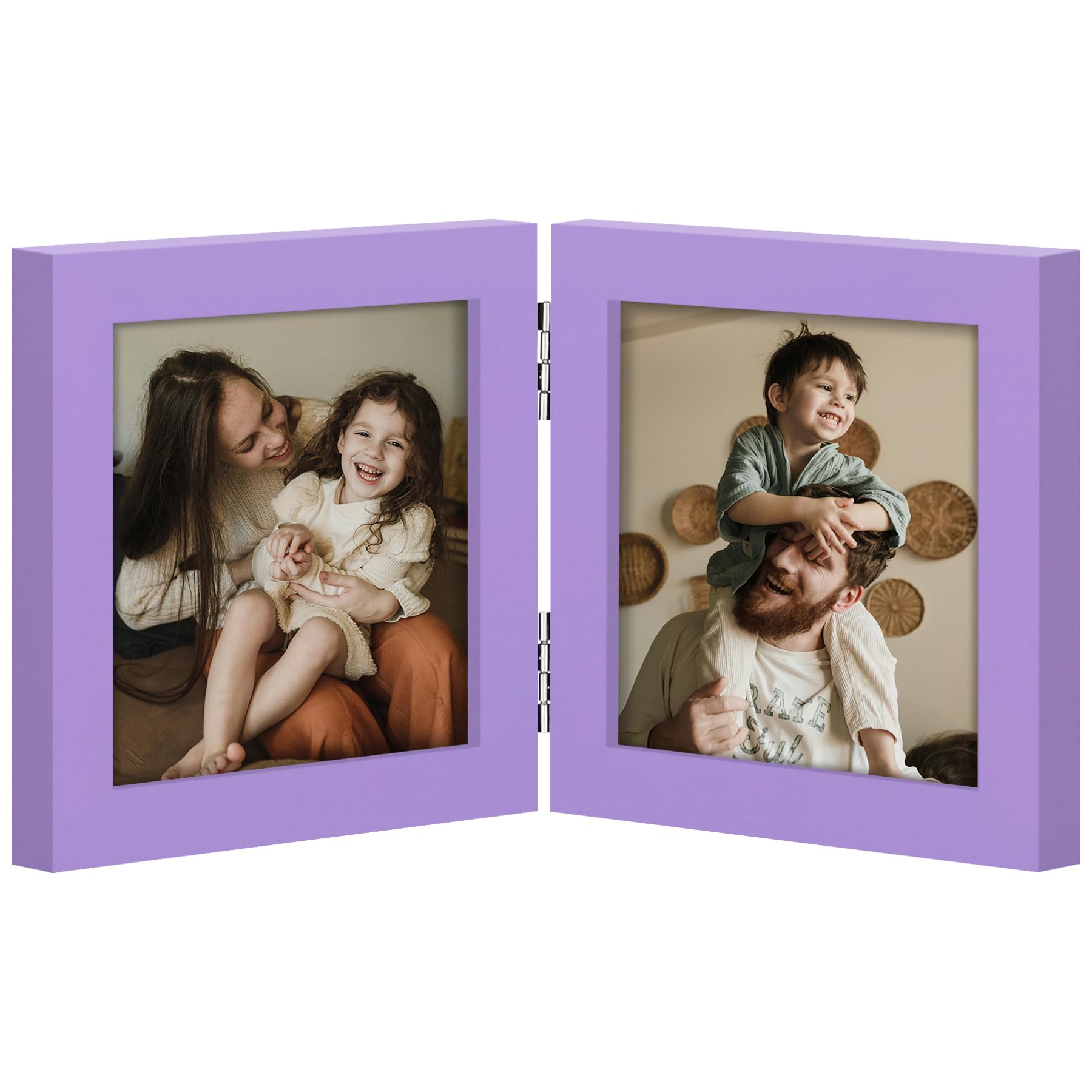 decorUhome Double 4x6 Picture Frame Vertical, Engineered Wood Bifold Photo Frame with Plexiglass for Tabletop Display, 4x6, Black