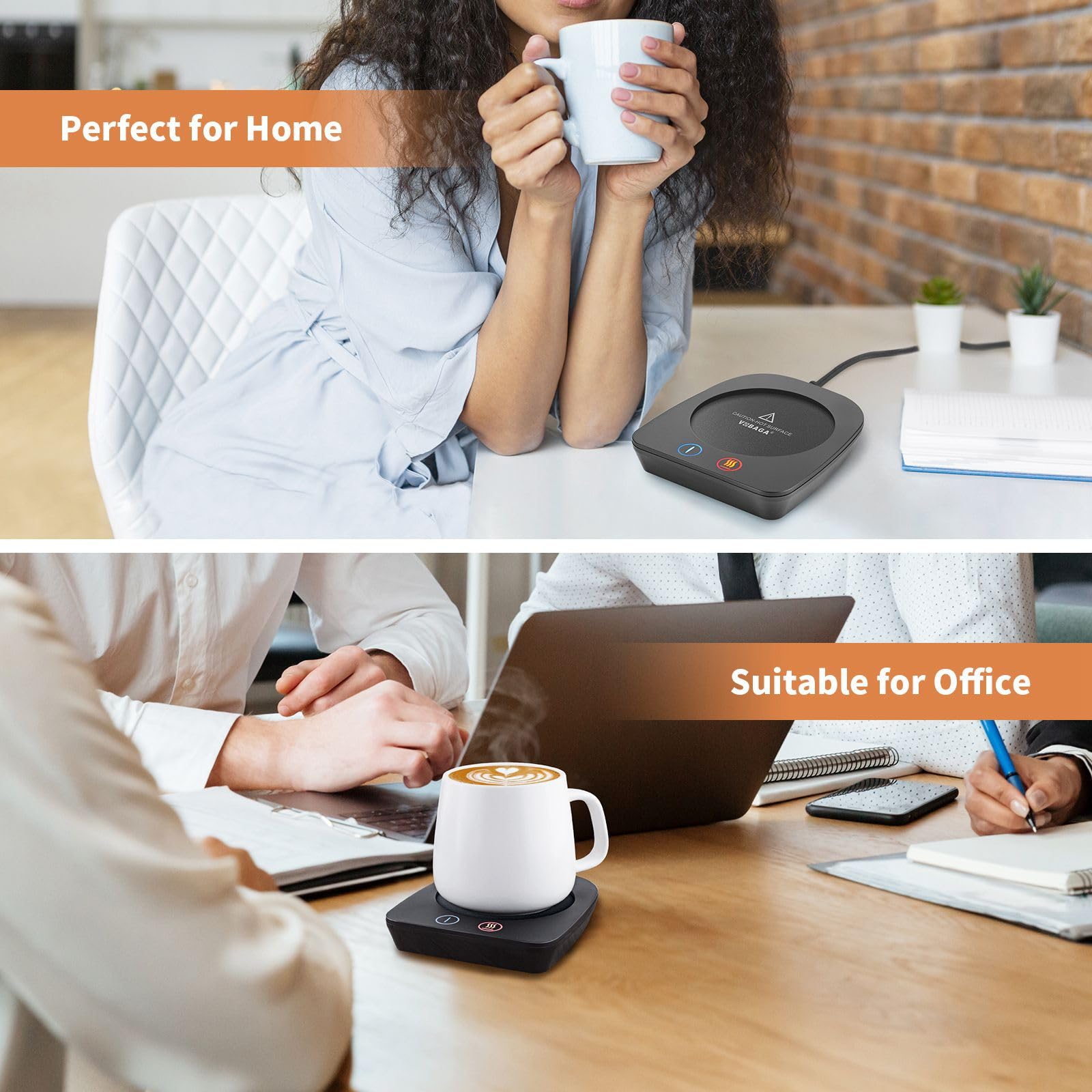 VOBAGA Imitation Wood Grain Coffee Cup Warmer & Mug Warmer for Desk, Electric Coffee Warmer Plate with 3-Temp Settings for Tea, Cocoa, Milk with Auto Shut Off After 4 Hours, Coffee Gifts for Women Men
