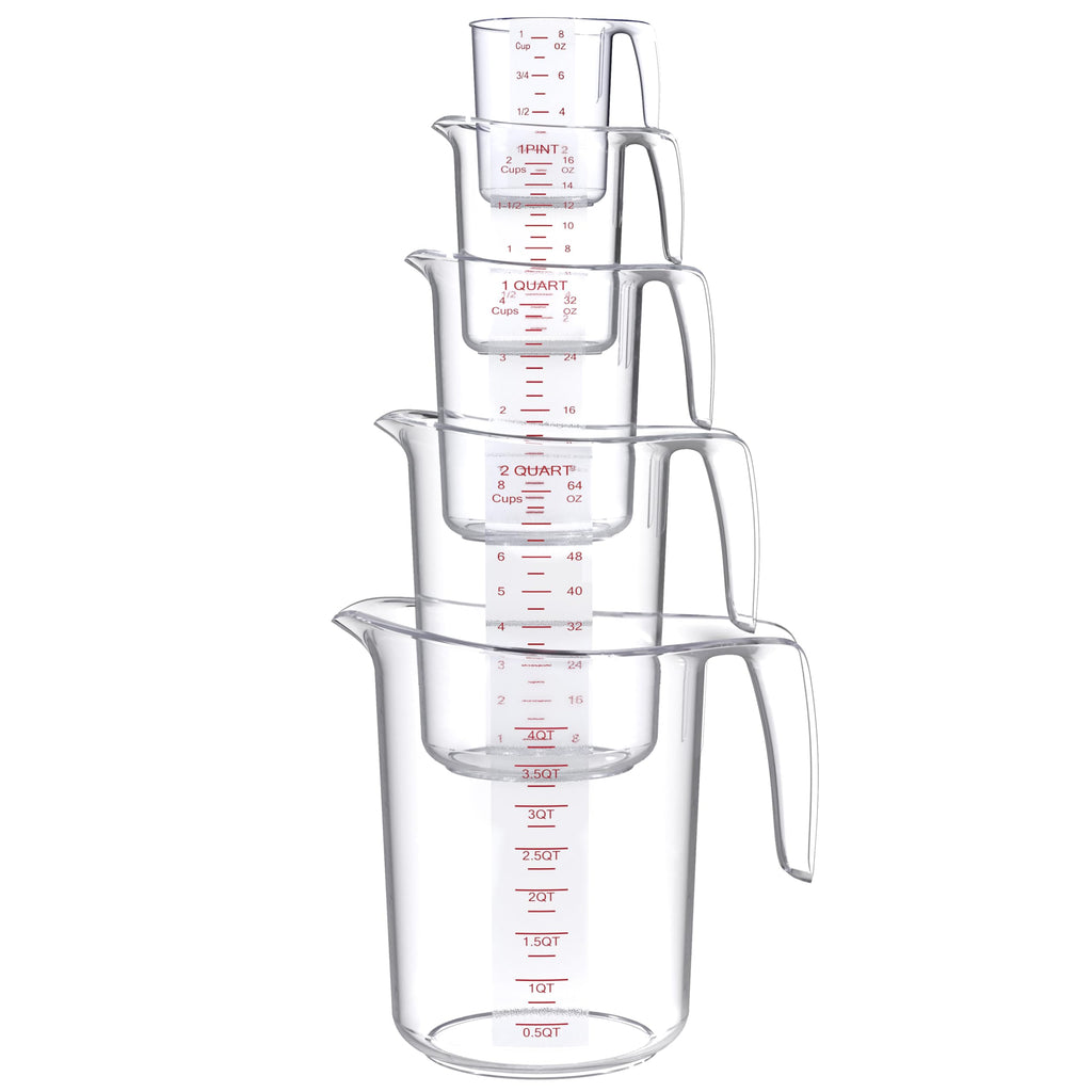 DaYammi Measuring Cups 3-Piece, Unbreakable Food-Grade Plastic Measuring Cup for Dishwasher, 1/2/4-Cup Nesting Liquid Measuring Cups for Prepping, Baking, Cooking, Readable Markings, Clear
