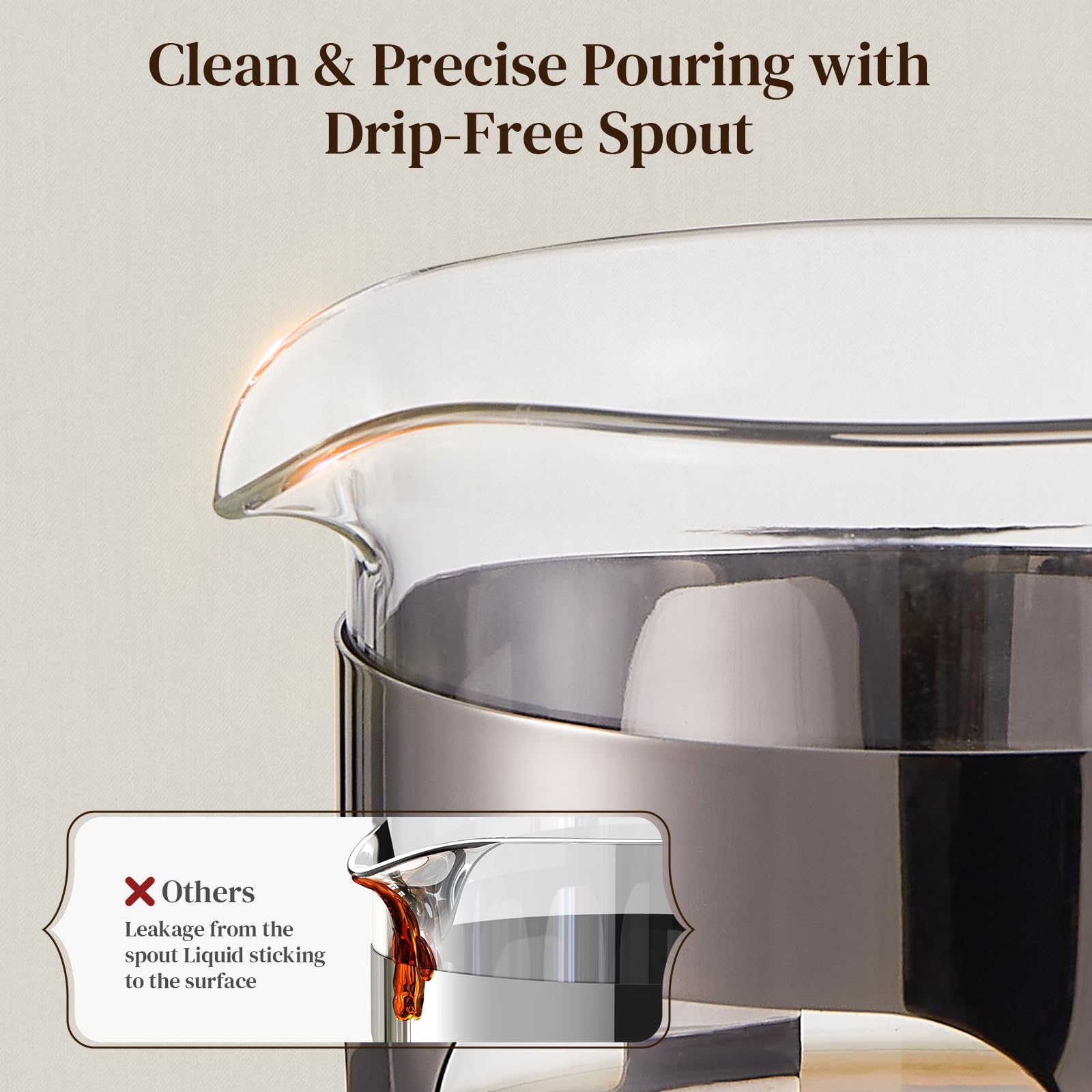 Veken French Press Coffee Maker 21oz 0.6 L, Single Serve Small Pot, Heat Resistant Thickened Borosilicate Glass, Stainless Steel Brewer, Cold Brew Cafetera Teapot for Kitchen Travel Camping, Copper