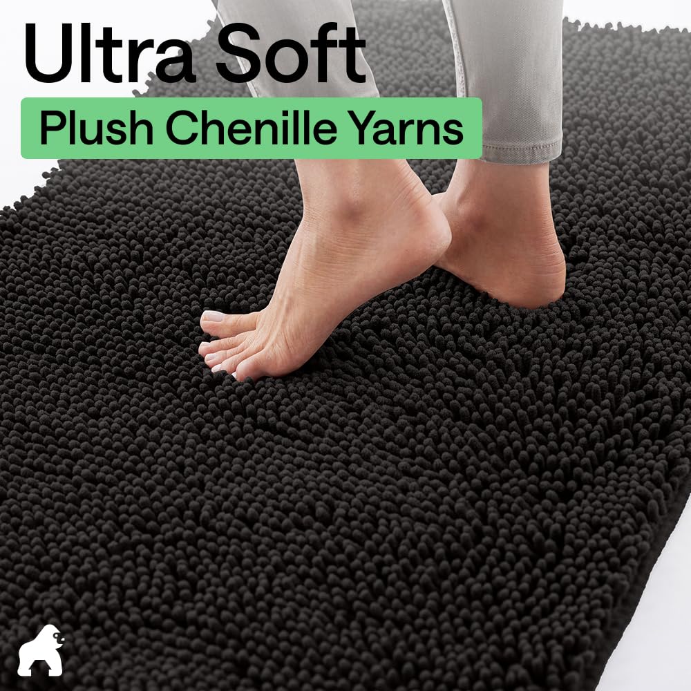 GORILLA GRIP SoakSTOPPER Dog Door Mat, Machine Washable Rug Absorbent Doormat Captures Moisture Mud Dirt, Quick Dry Soft Chenille Entryway Rugs Indoor Entrance Mats for Dog Paws, 24x17 Grey