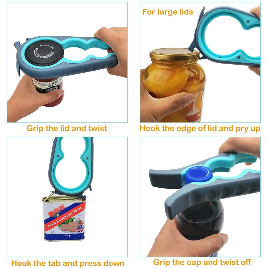 Latest Jar Opener and 5 in 1 Bottle Opener with Rubber Jar gripper Pad Ideal for Seniors with arthritis Weak Hands and Low Strength