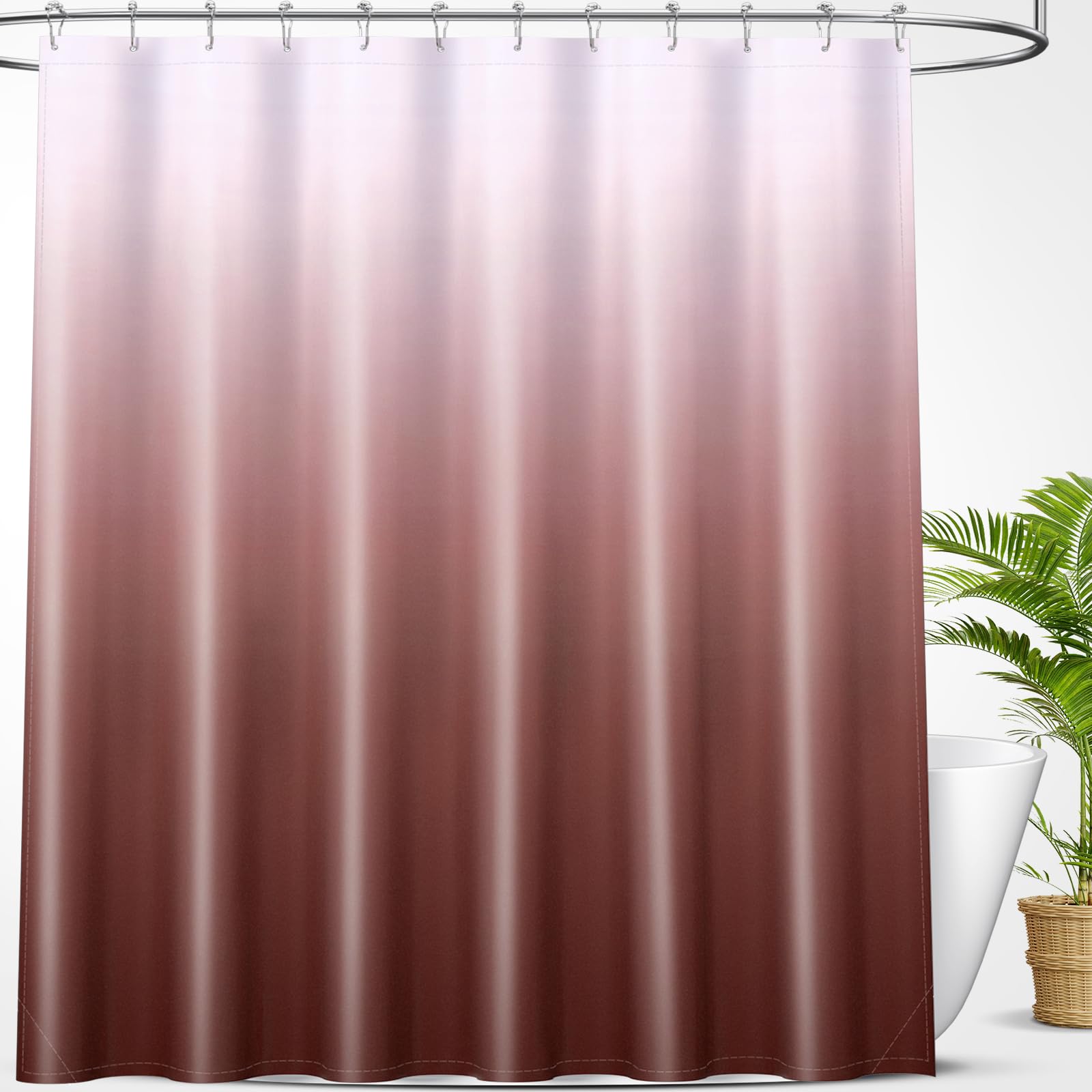 OLANLY Luxury Black and Grey Ombre Shower Curtain Sets with 12 Hooks, Waterproof and Washable Decorative Shower Curtains for Bathroom, 72x72 Inches