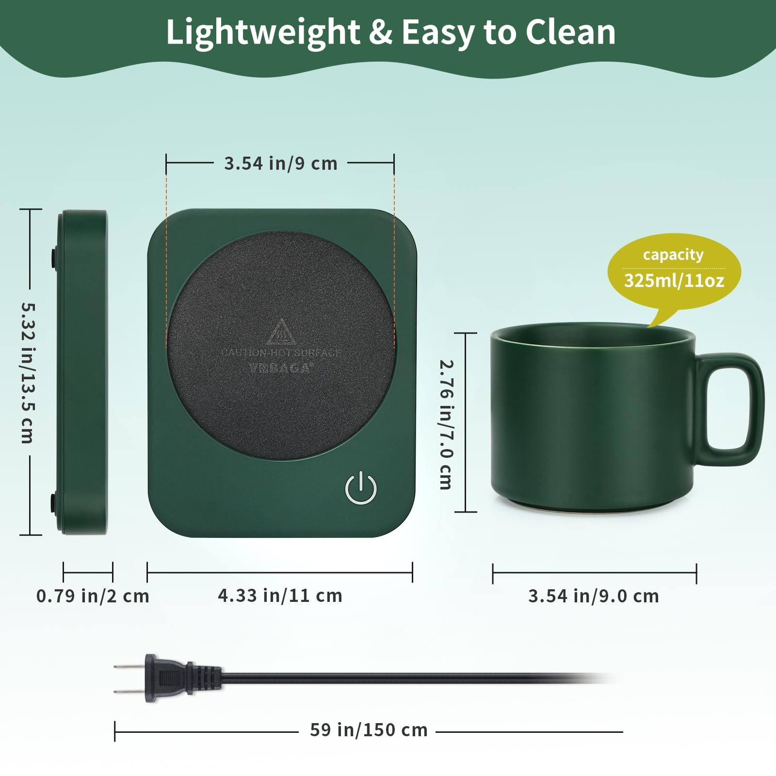 VOBAGA Coffee Mug Warmer for Desk with Auto Shut Off & 3-Temp Settings, Coffee Cup Warmer with Smart Safety Alert Home Office Accessory, Perfect for Coffee, Tea, Milk (Mug for Display)
